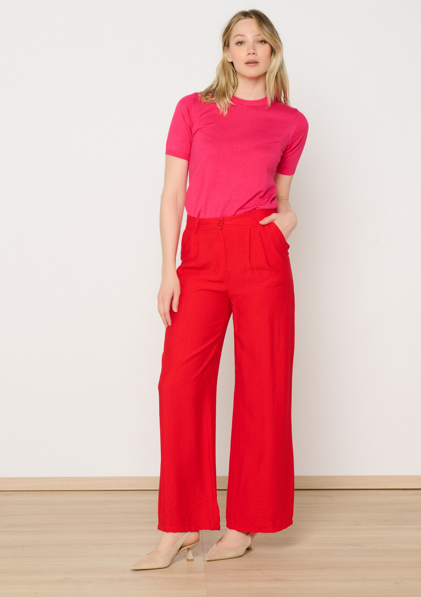 Vloeiende geklede broek - RED LOLLIPOP - 06100706_5301