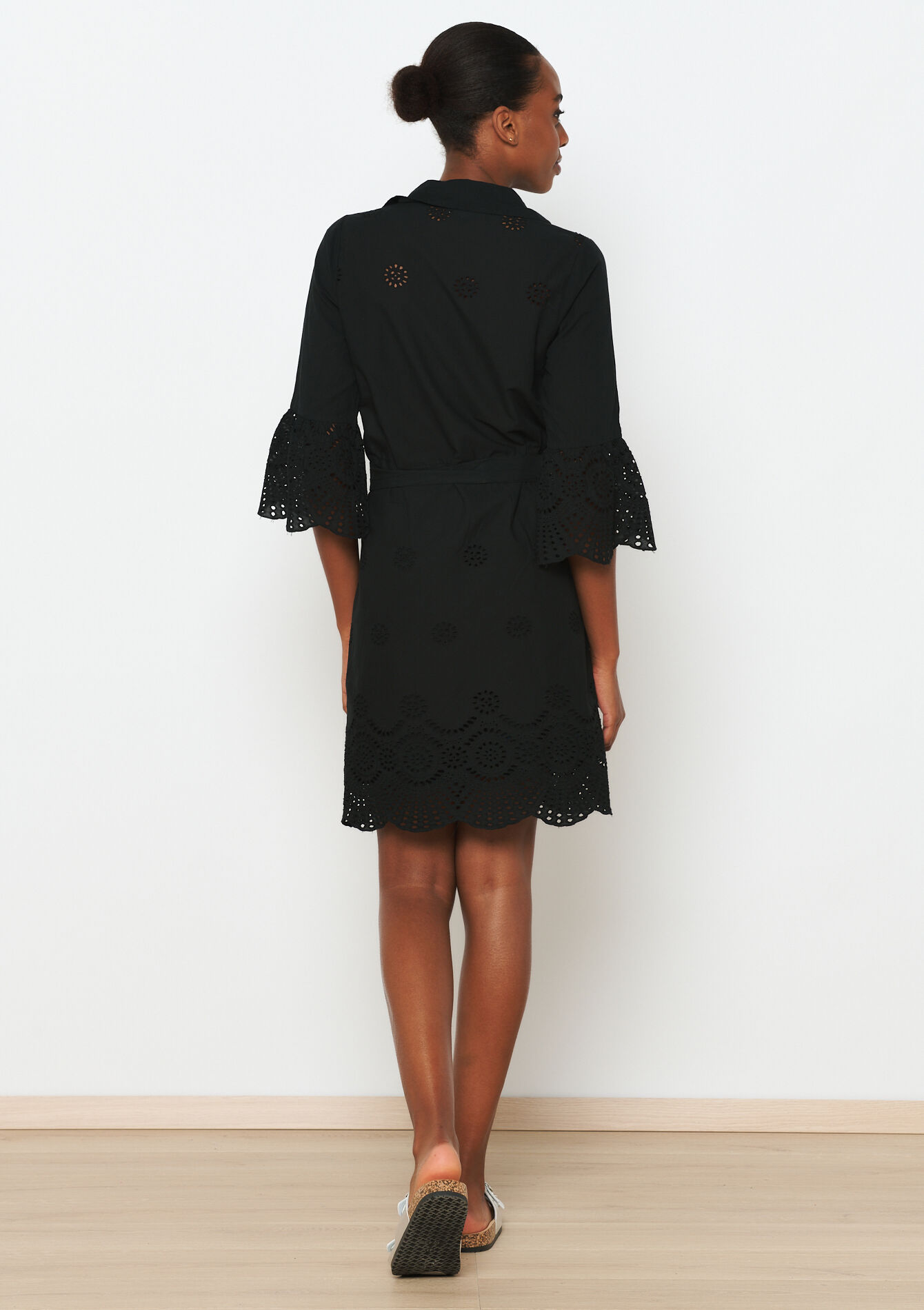 Robe avec broderie anglaise, Robe avec broderie anglaise - BLACK - 08103613_1119