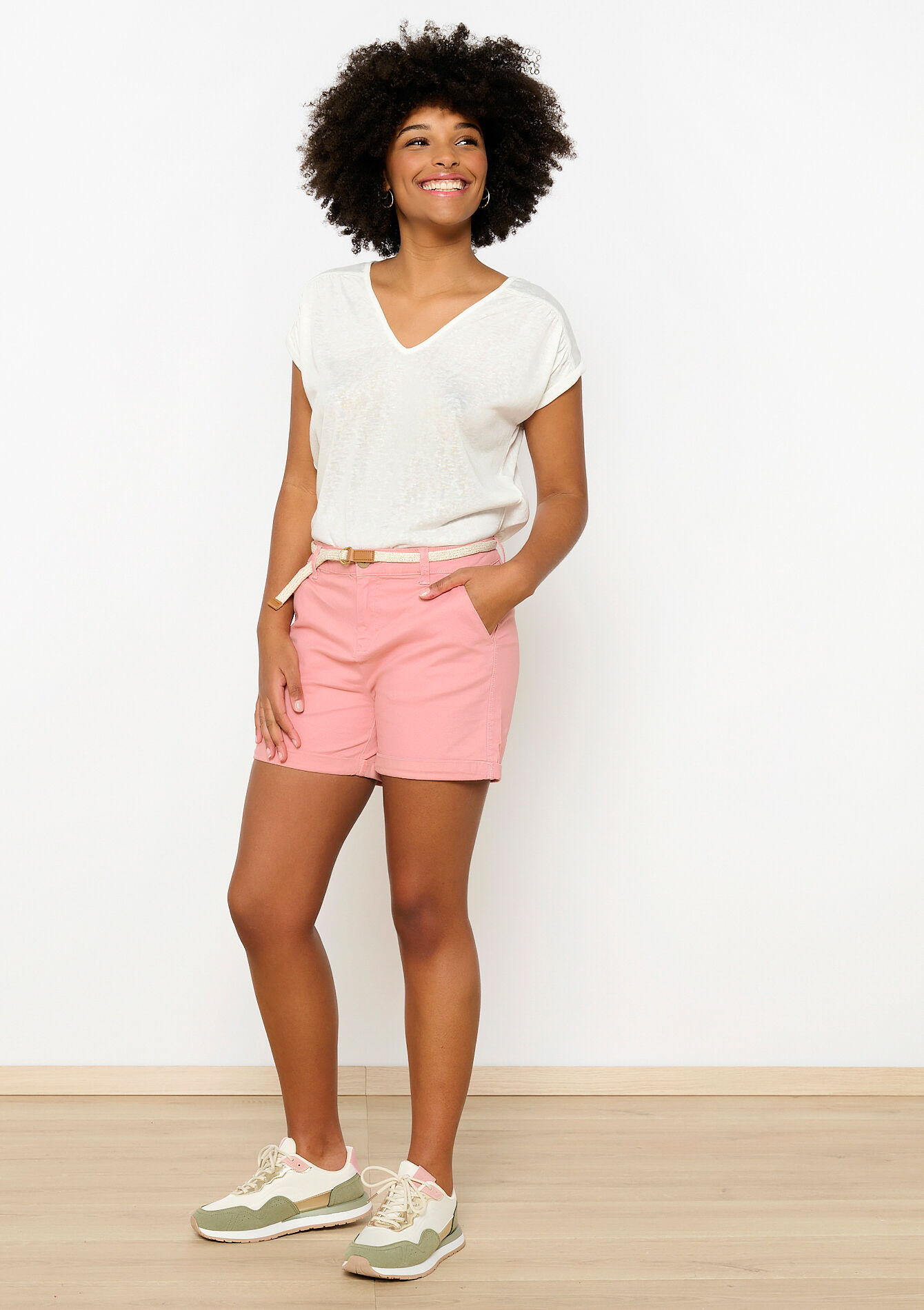 Chino short met riem, Chino short met riem - COSMETIC PINK - 06100571_5733