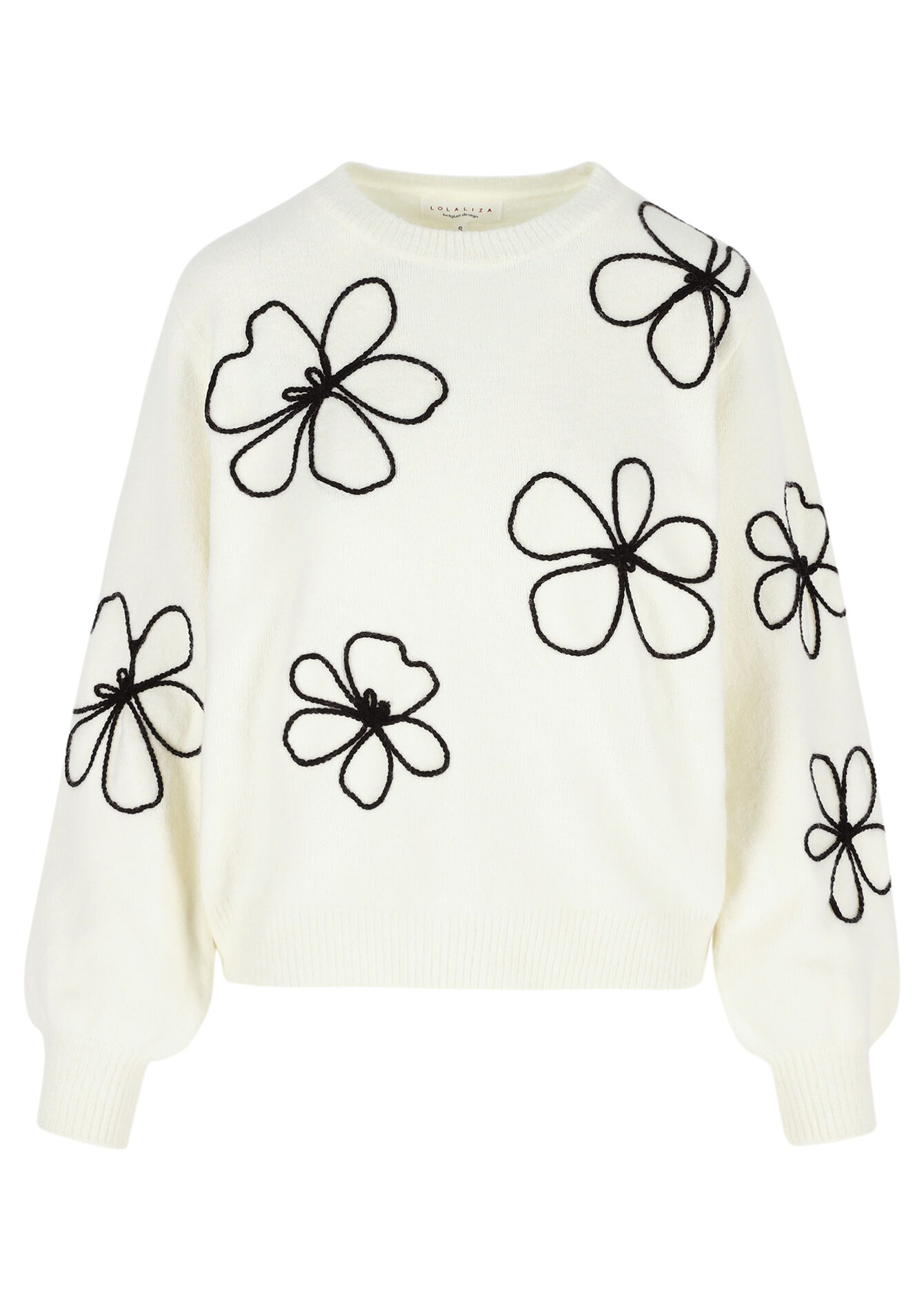 Pull avec fleurs brodées - VANILLA WHITE - 04006846_1013