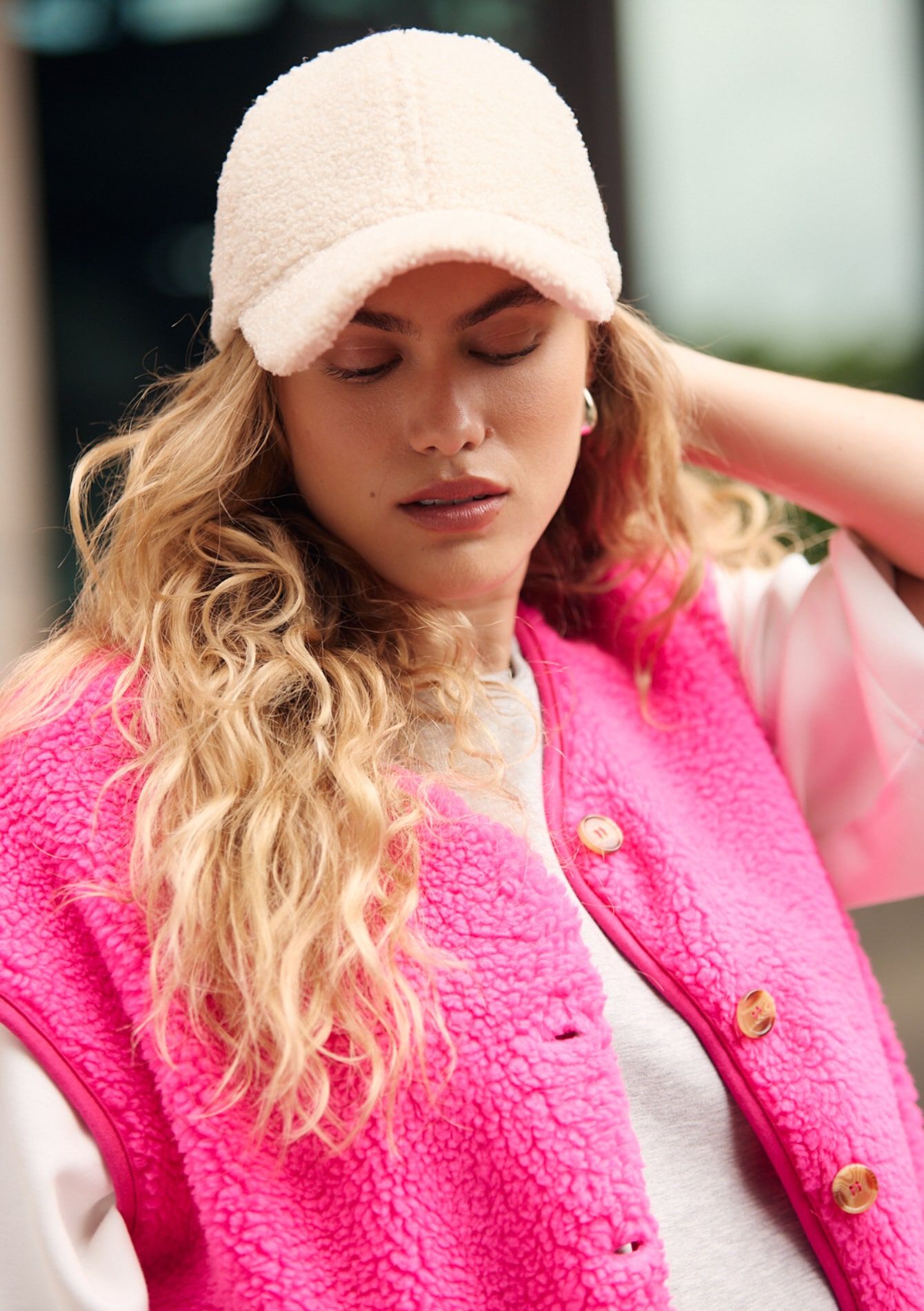 Cosy sherpa-effect cap, Cosy sherpa-effect cap - VANILLA WHITE - 17002175_1013