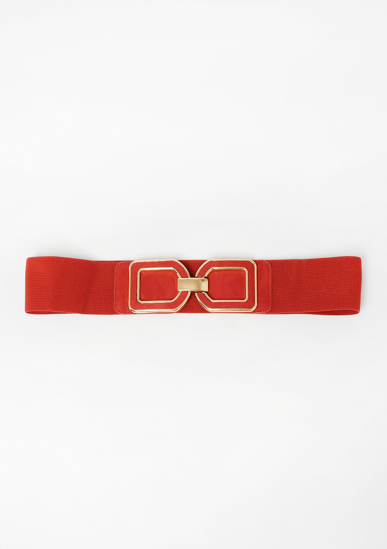 Suede ceintuur met rechthoekige gesp - ORANGE SPICY - 14001744_5555