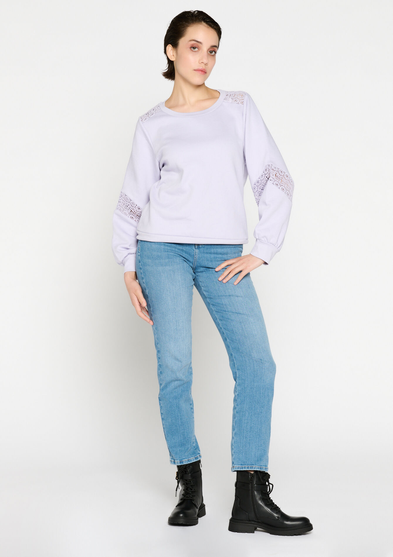 Pullover with crochet details, Pullover with crochet details - LILAC BRIGHT - 03001691_2578