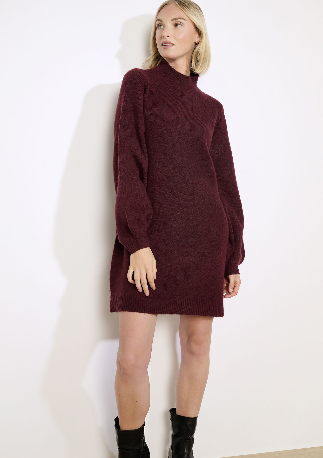 Robe pull col montant, Robe pull col montant - BORDEAUX WINE - 08104035_5514