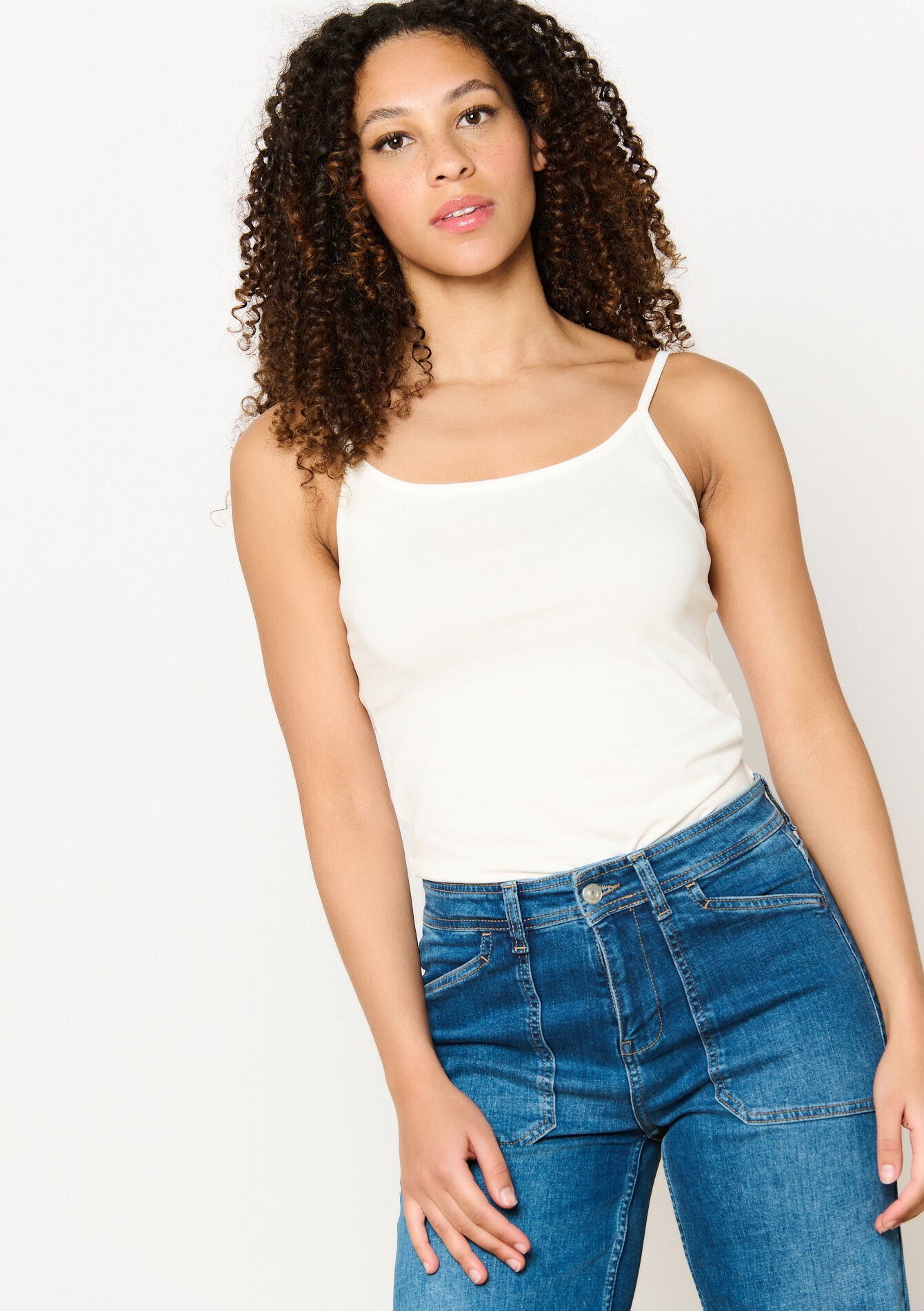 Top with spaghetti straps - OPTICAL WHITE - 02200452