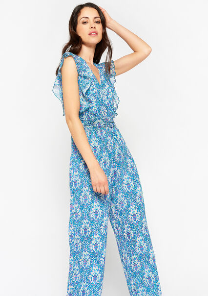 Jumpsuit with floral print - BLUE FAIENCE - 06004394_1584