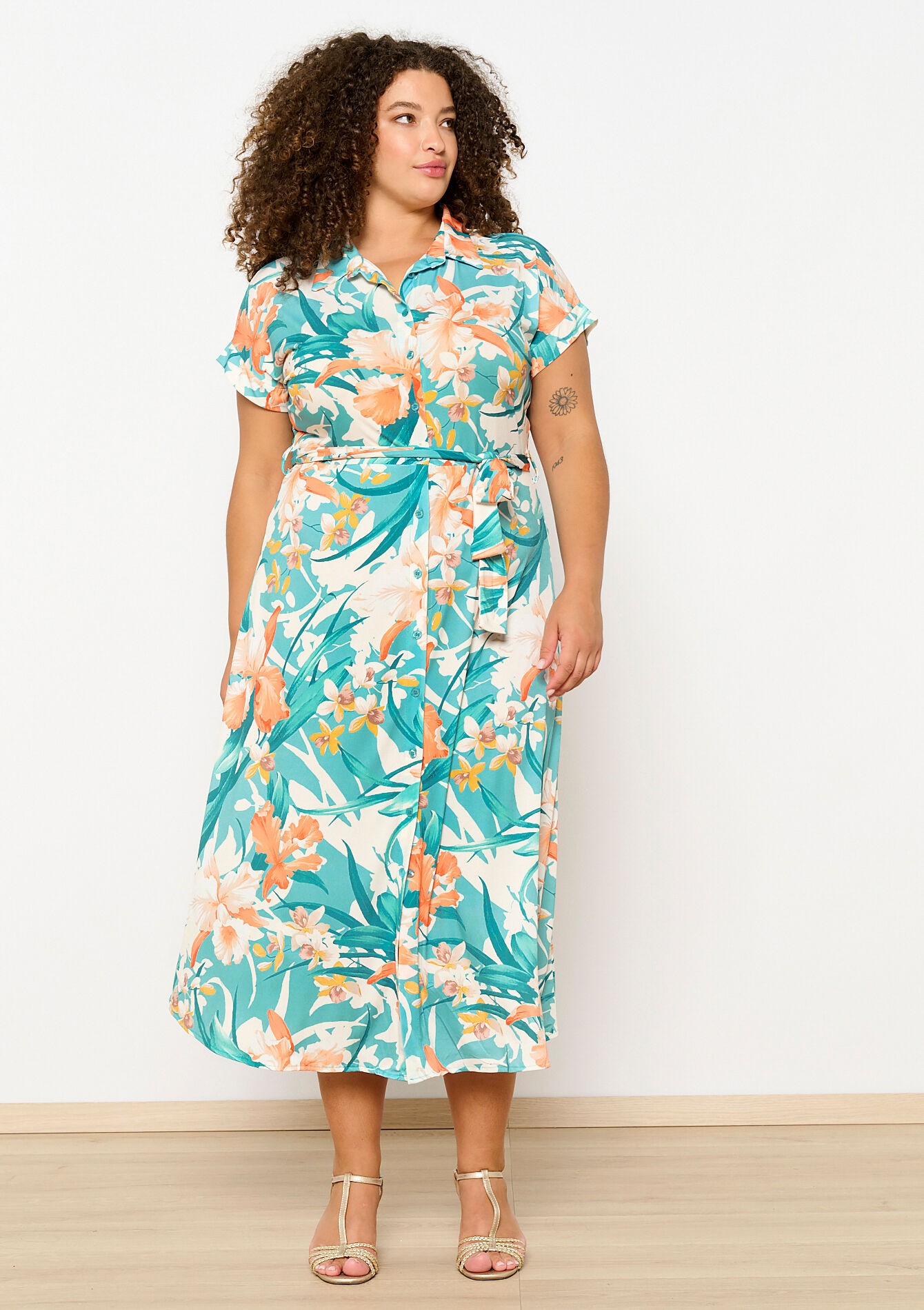 Hemdjurk met bladerprint, Hemdjurk met bladerprint - BLUE LAGOON - 08103639_2521