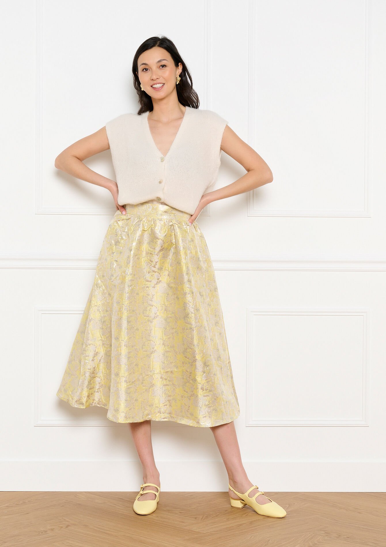 Sleeveless knit cardigan - VANILLA WHITE - 04101456_1013