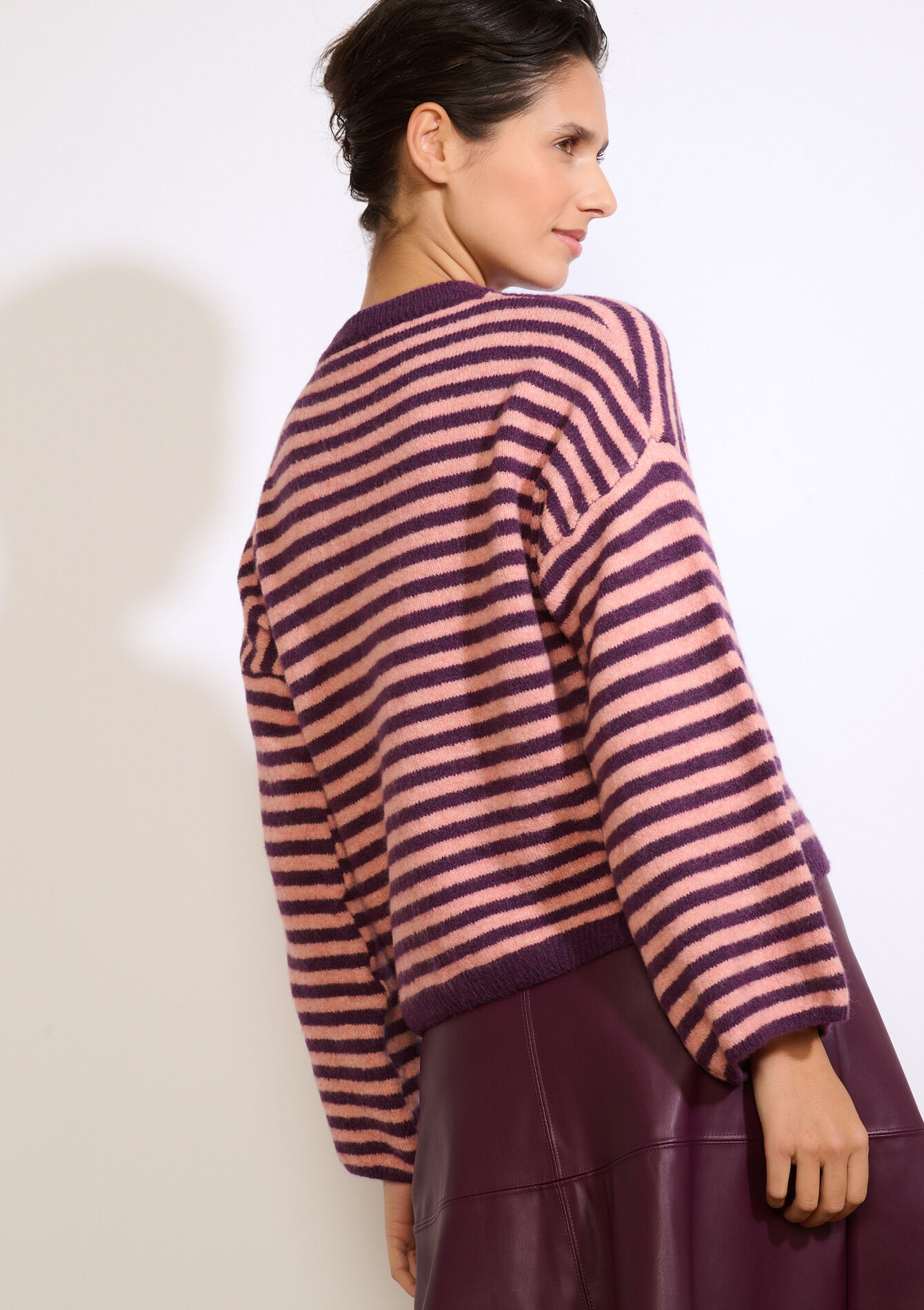 Oversized gestreepte trui, Oversized gestreepte trui - PURPLE - 04007108_5902