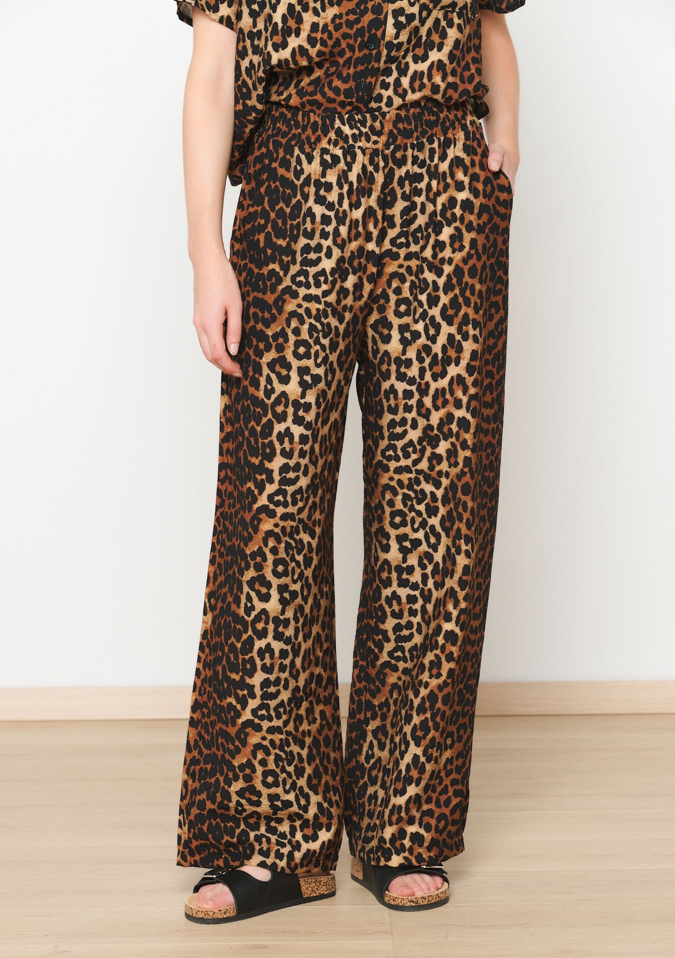 Relaxed trousers with leopard print, Relaxed trousers with leopard print - LIGHT CAMEL - 1110406