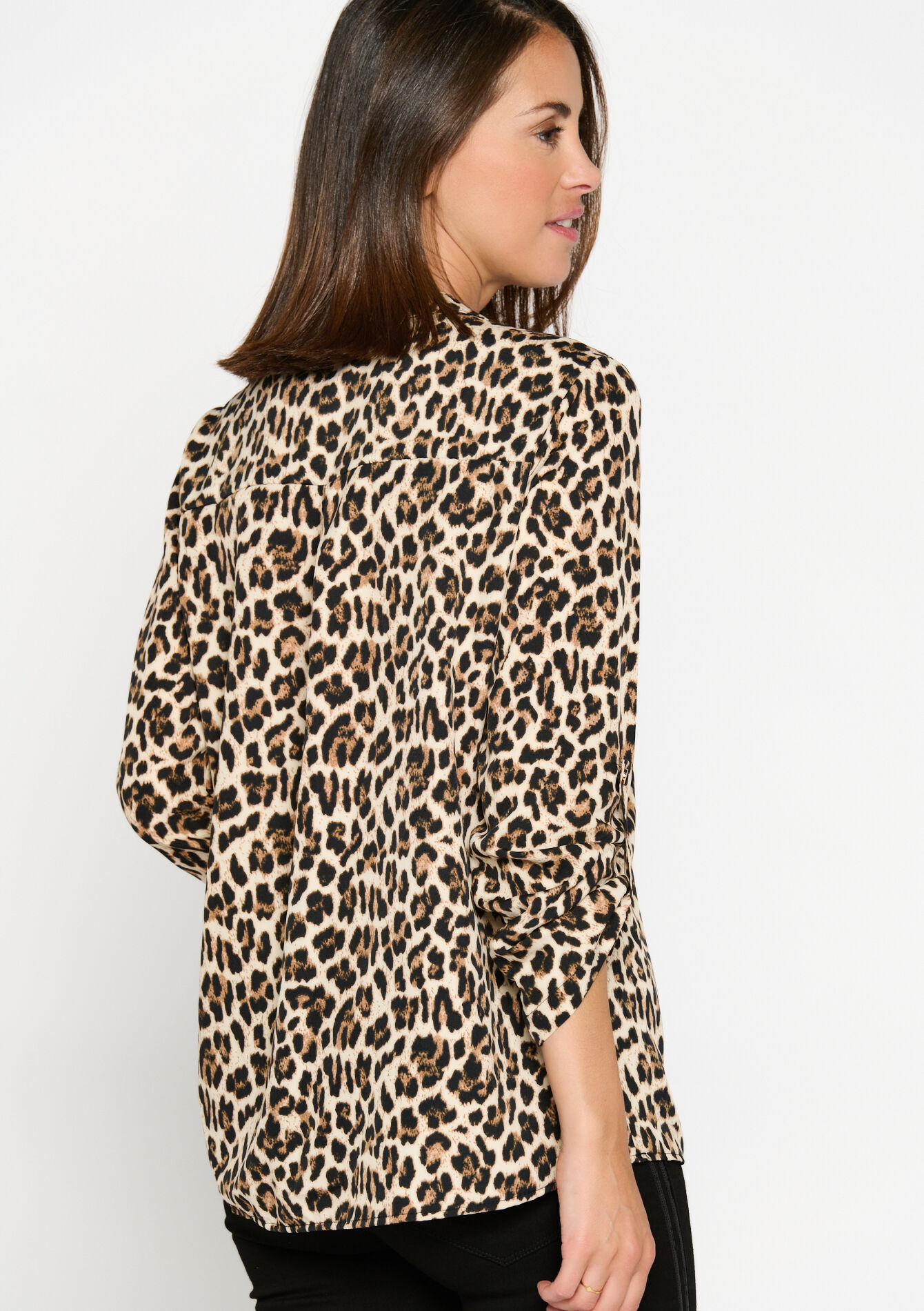 Blouse with animal print - CARAMEL - 05702336_1953