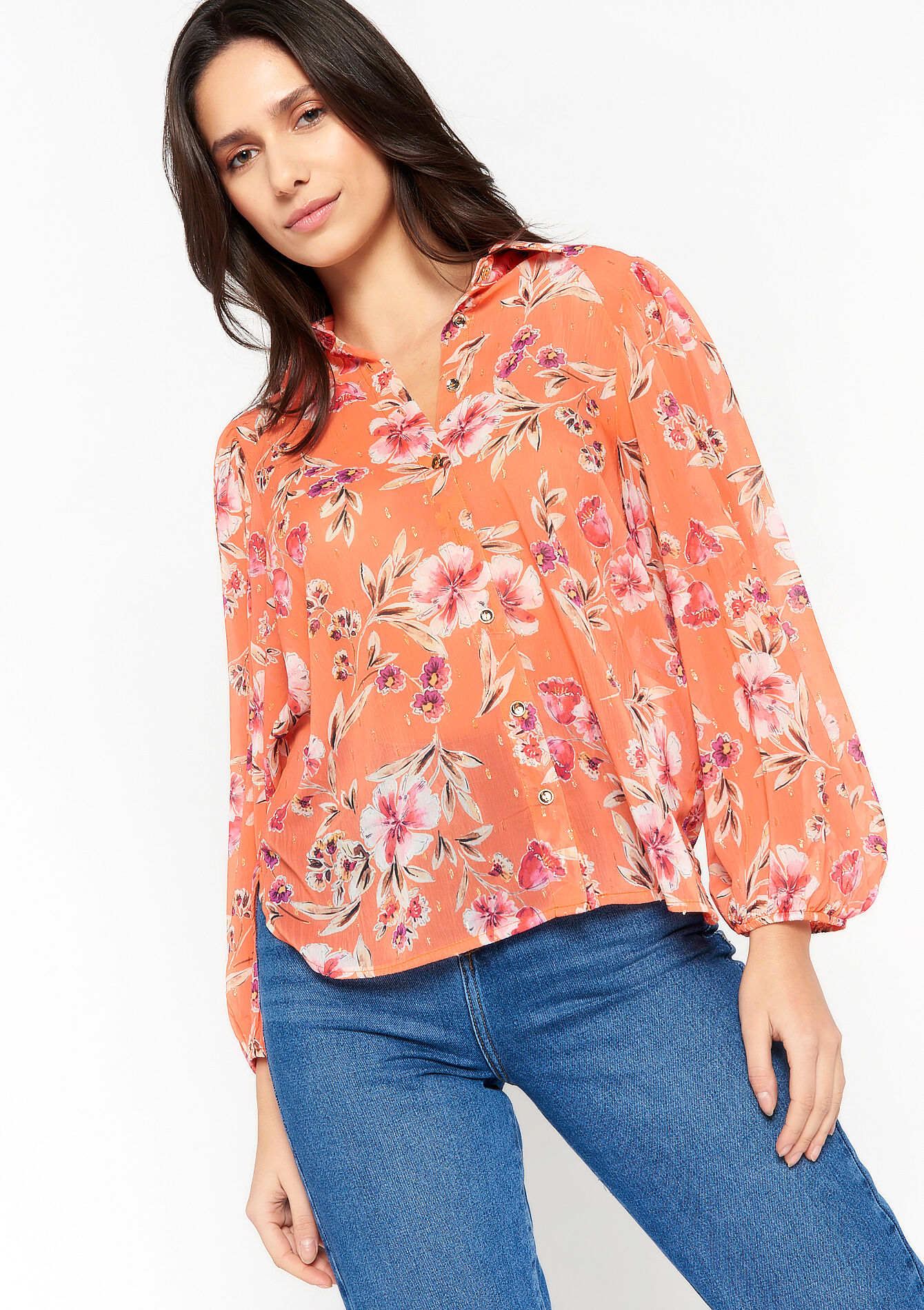 Hemd met bloemenprint, Hemd met bloemenprint - CORAL BRIGHT - 05702151_2007