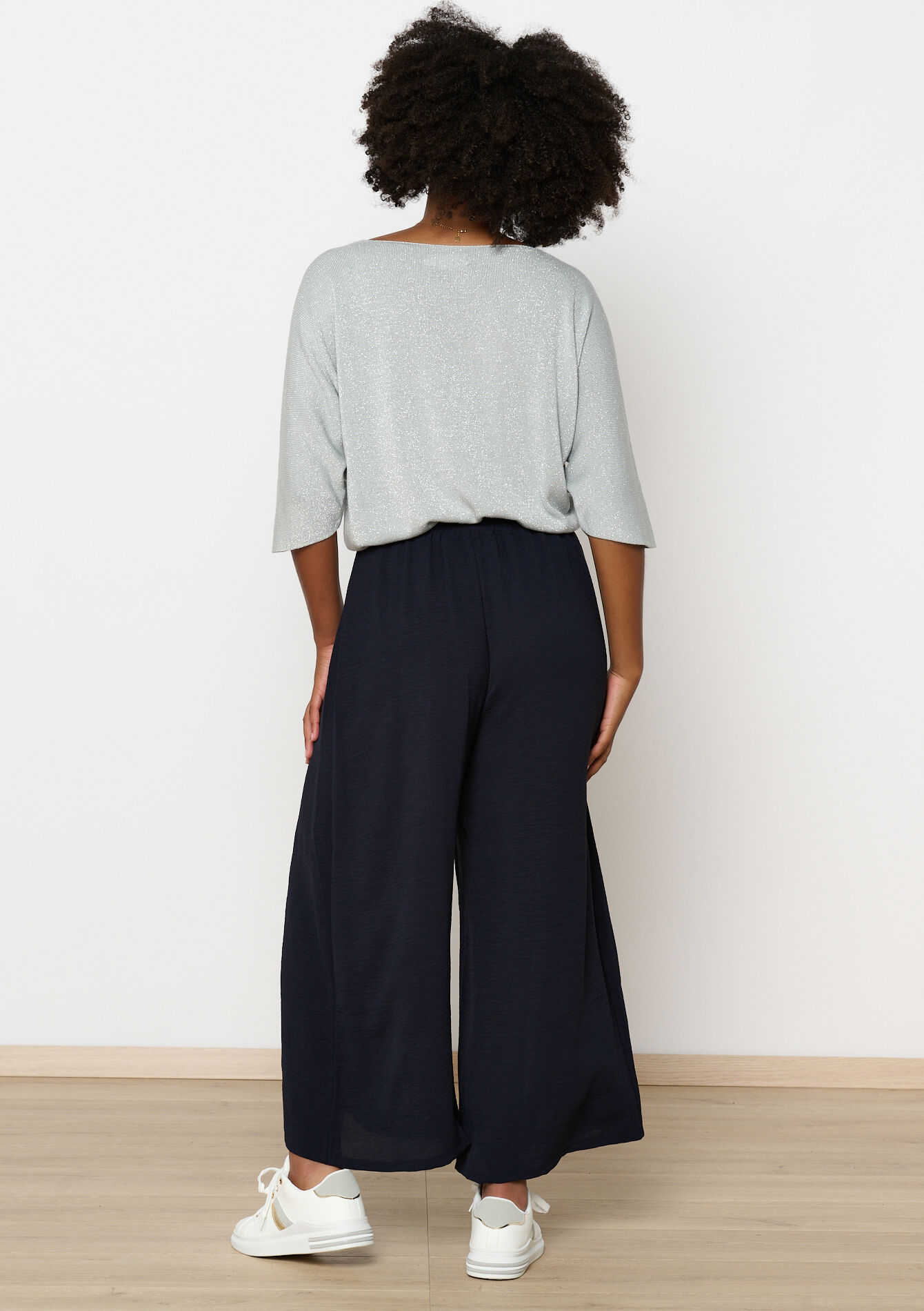 Culotte in crinkle fabric, Culotte in crinkle fabric - NAVY BASIC - 06600905_2723