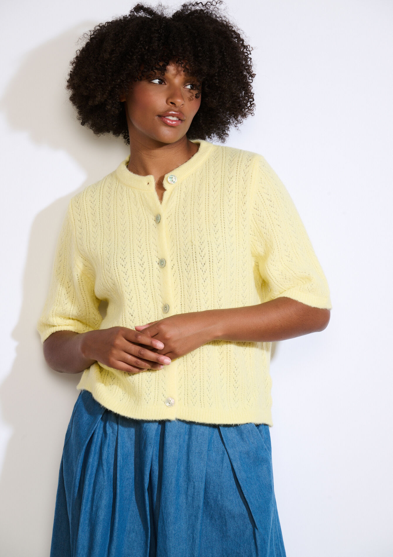 Fijngebreden vestje met kortmouwen , Fijngebreden vestje met kortmouwen , , back