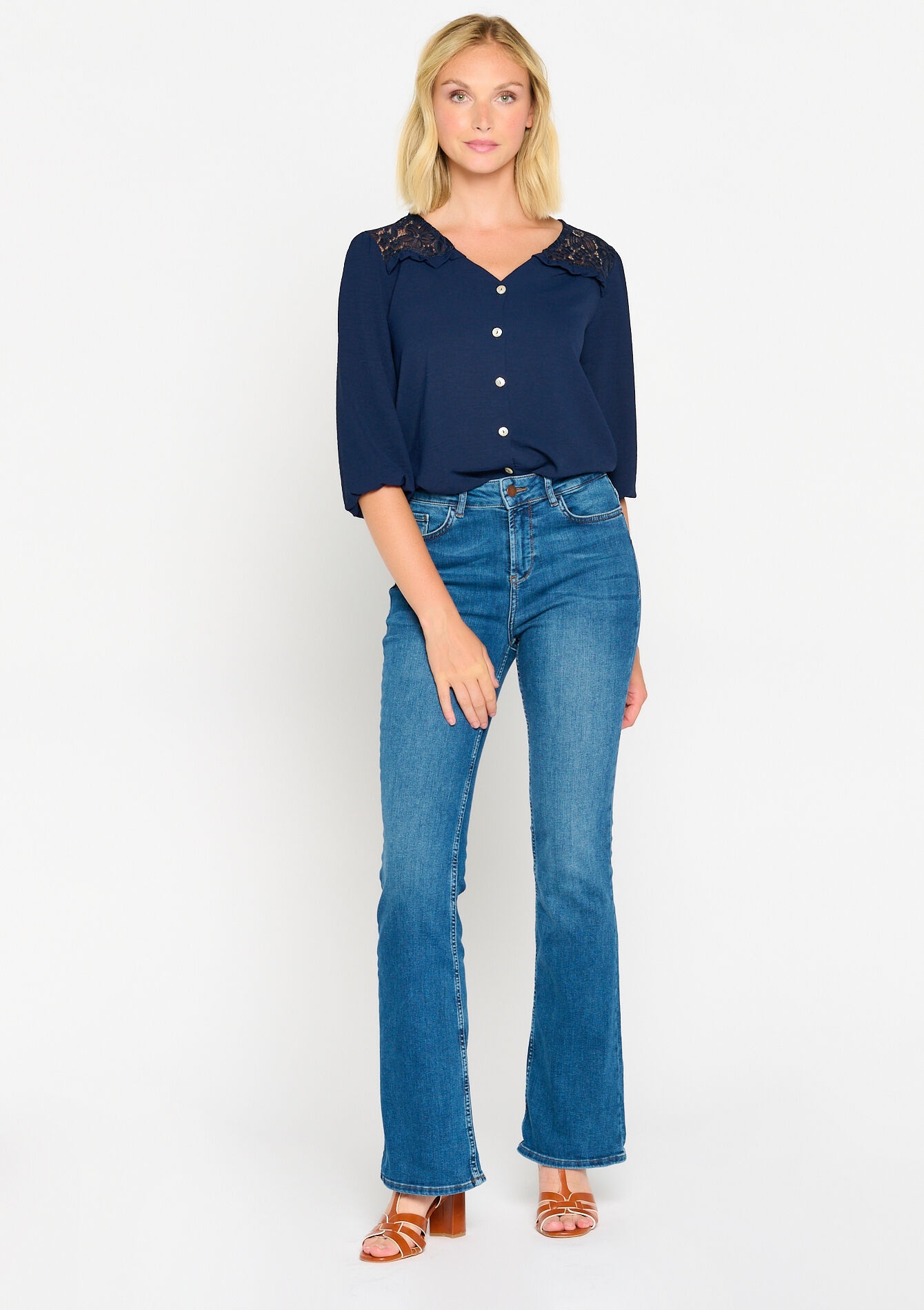 Jeans à taille haute, Jeans à taille haute - MEDIUM BLUE - 22000395_0500