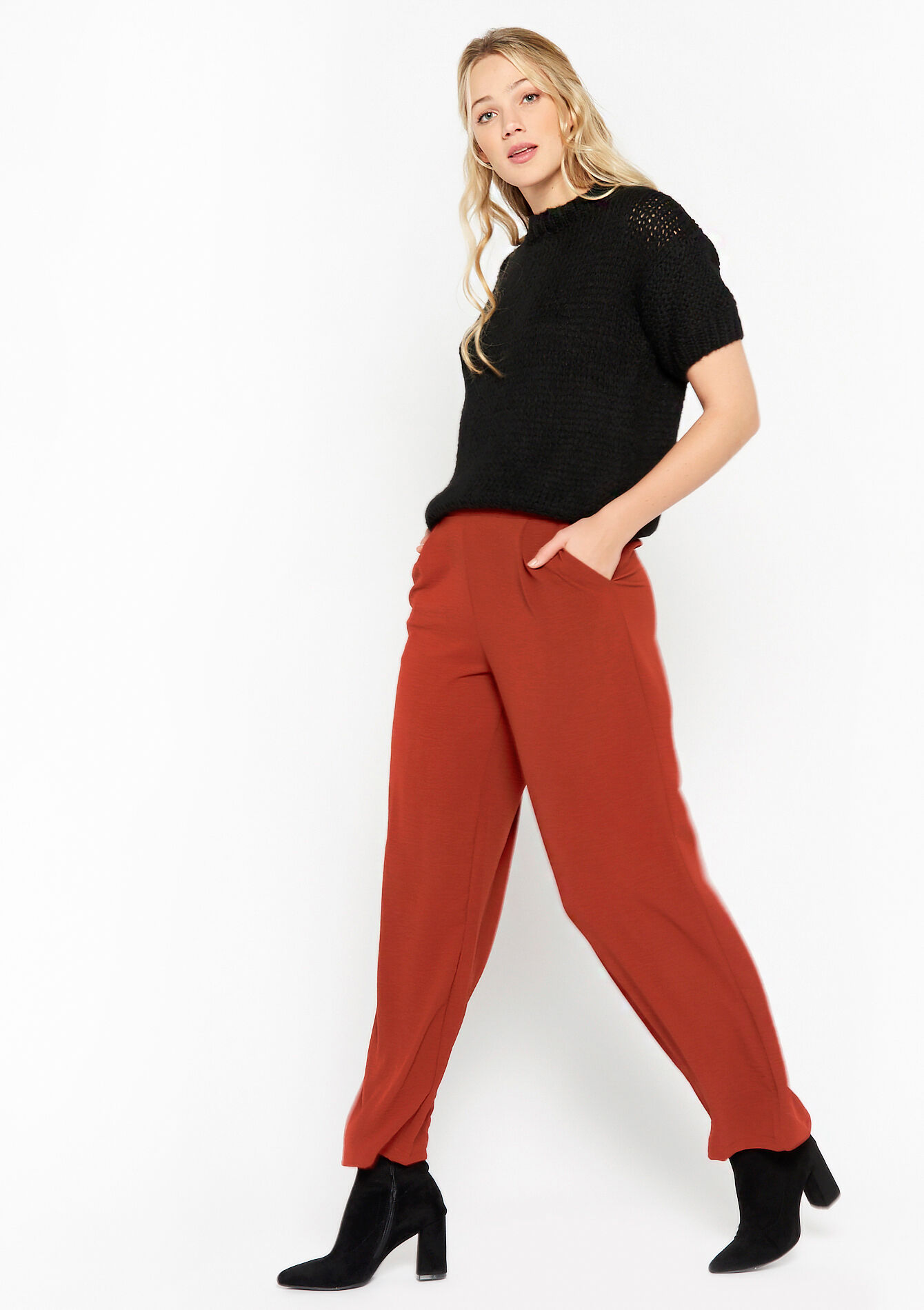 Pullover tricoté à manches courtes, Pullover tricoté à manches courtes - BLACK - 04006120_1119