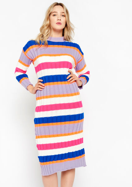 Striped maxi dress - FLUO PINK - 08601879_5727