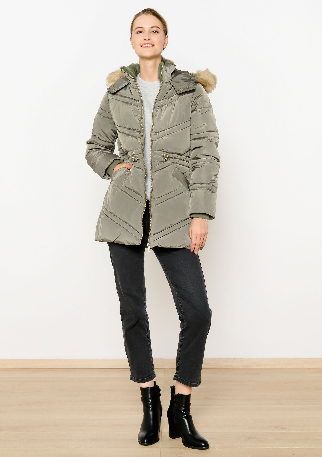 Gewatteerde jas, Gewatteerde jas - KHAKI MED - 23000689_4327