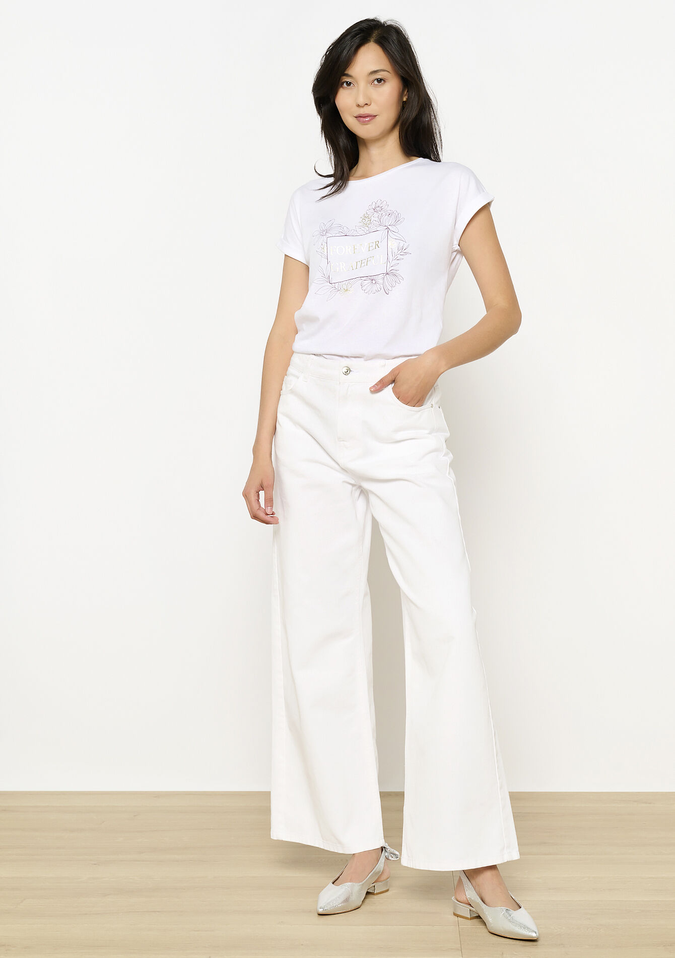 Gouden grafisch t-shirt - OPTICAL WHITE - 02301732_1019