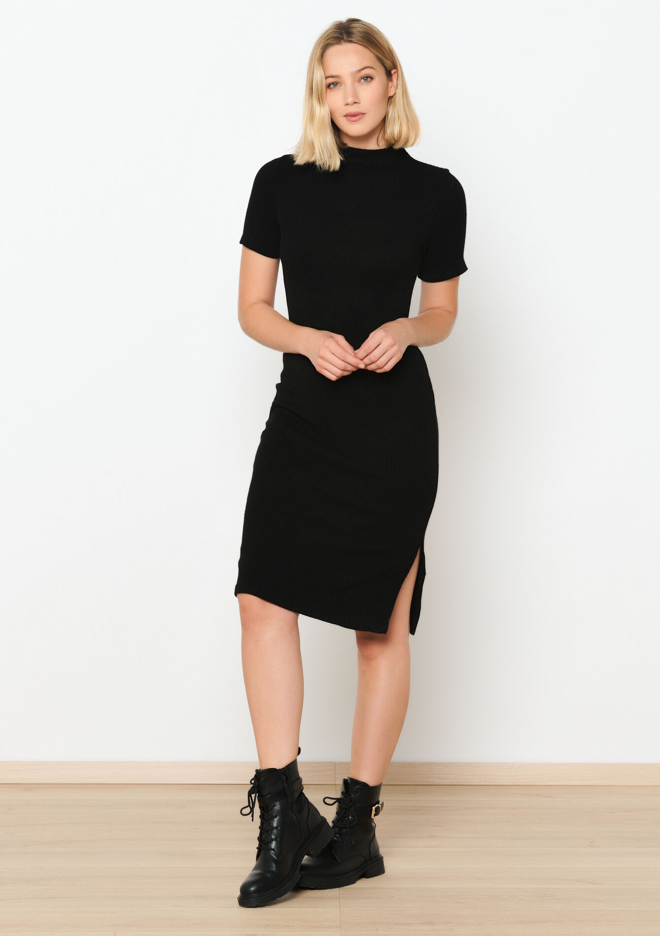 Robe mi-longue moulante, Robe mi-longue moulante - BLACK - 08602241_1119
