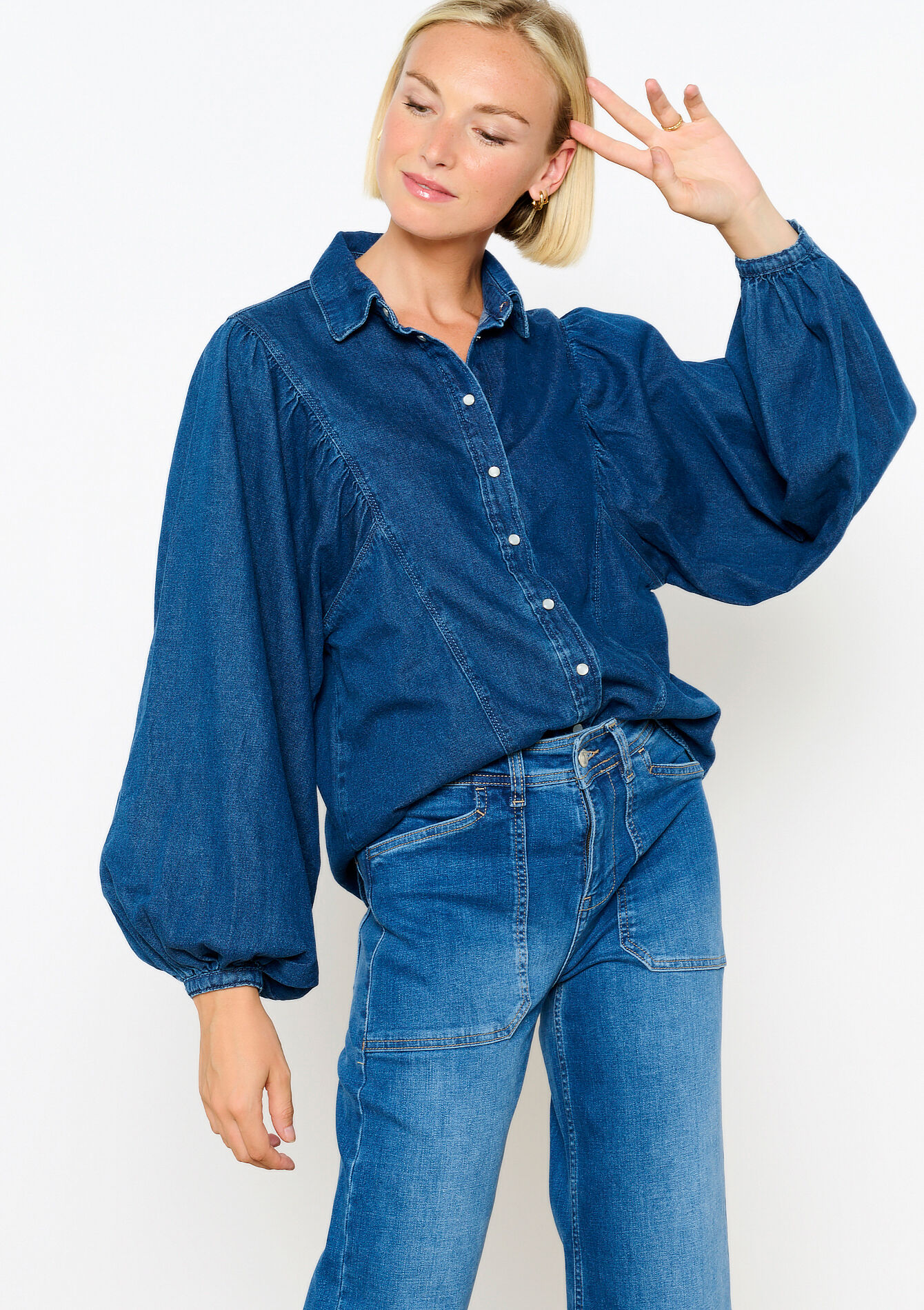 Oversized denim hemd, Oversized denim hemd - DARK BLUE - 05702576_0501