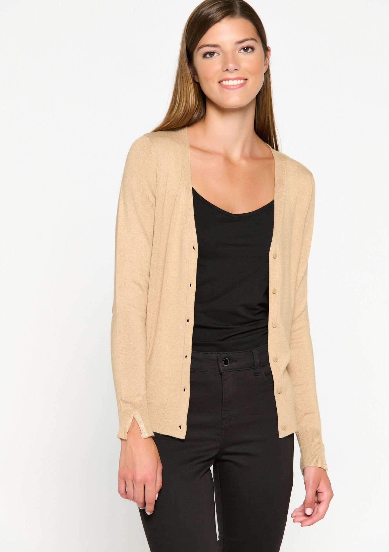Cardigan - LIGHT CAMEL - 04100949_3814