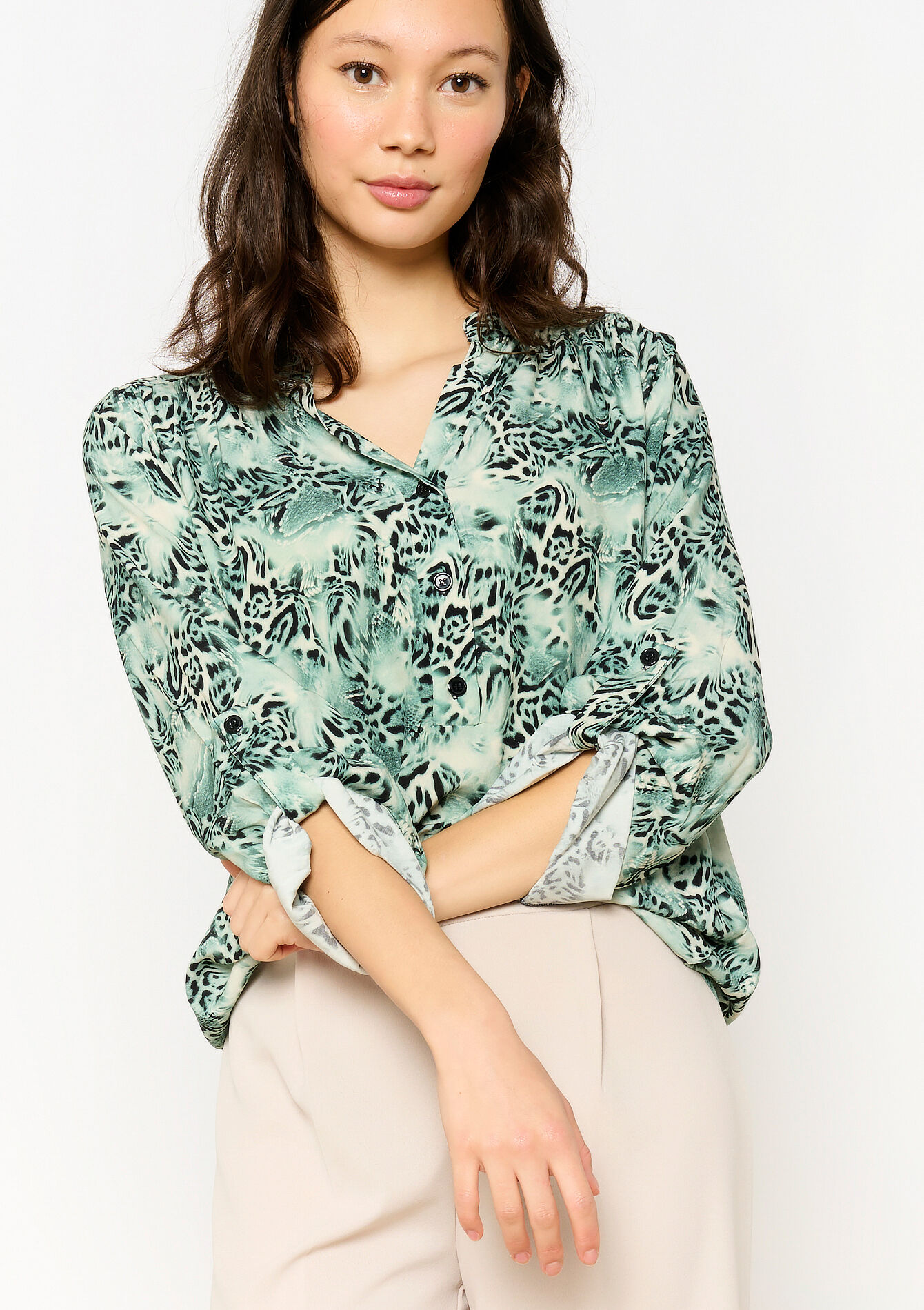 Blouse à imprimé animal, Blouse à imprimé animal - MINT GREEN - 05702747_1723