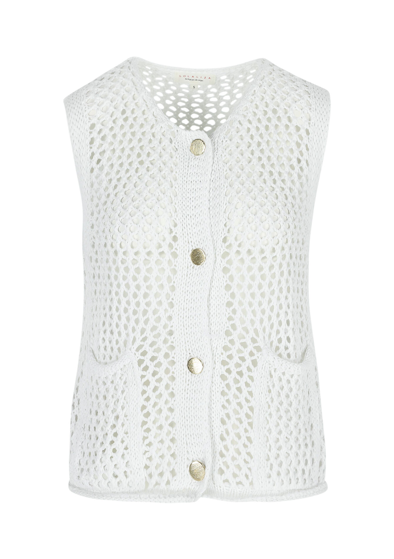Gilet ajouré sans manches, Gilet ajouré sans manches - OPTICAL WHITE - 04101318_1019