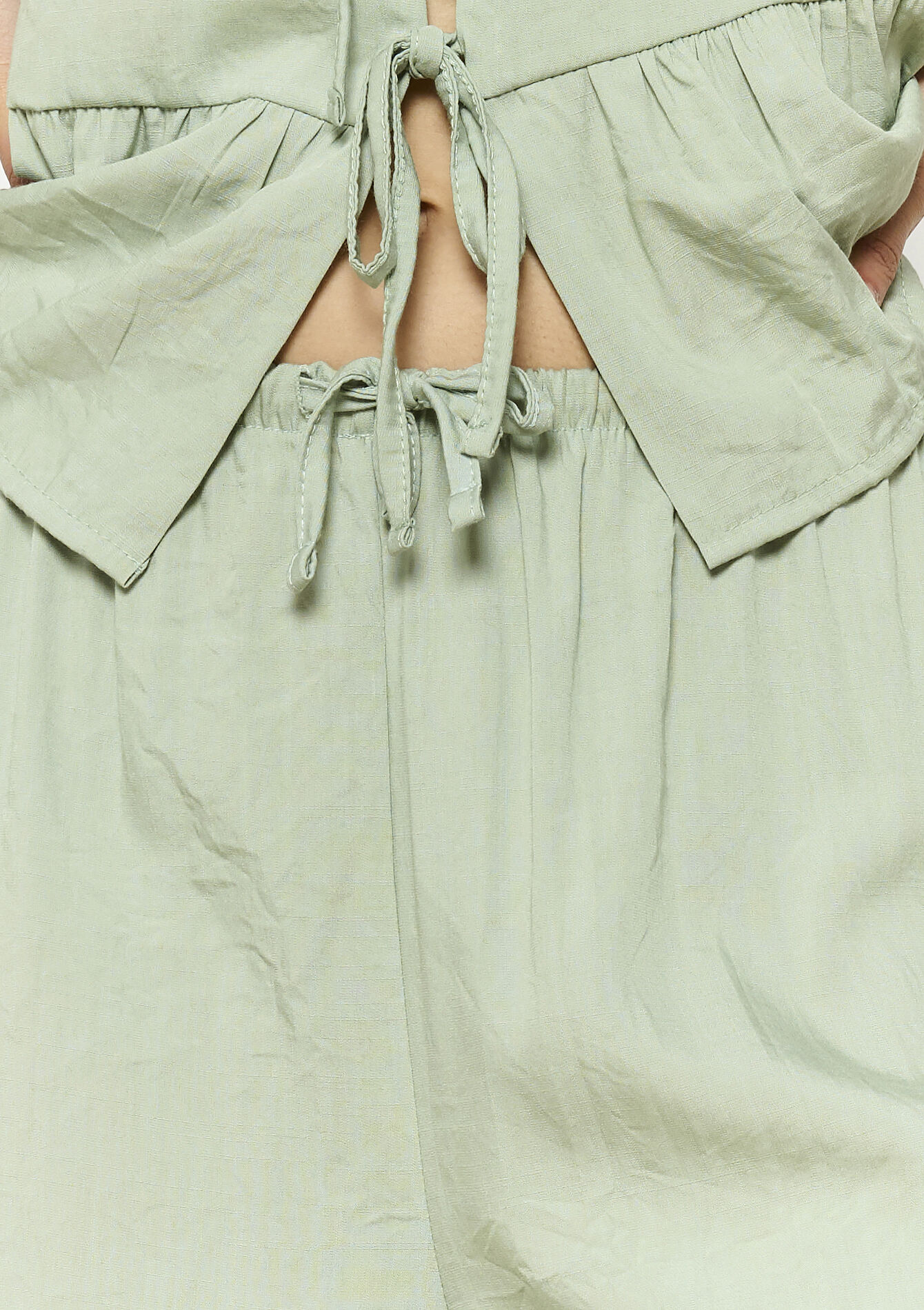 Wijde broek met elastische taille, Wijde broek met elastische taille - MINT GREEN - 06600990_1723