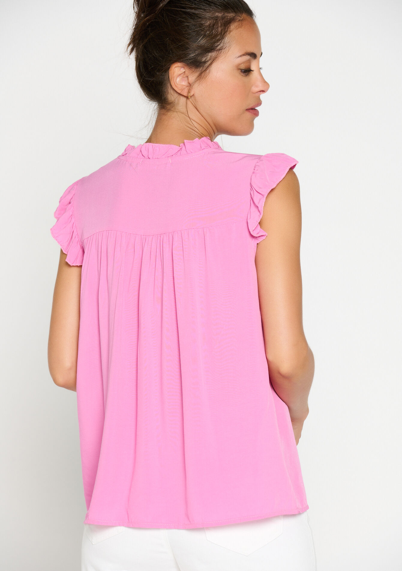 Blouse with ruffles, Blouse with ruffles - PINK BUBBLEGUM - 05702251_1477