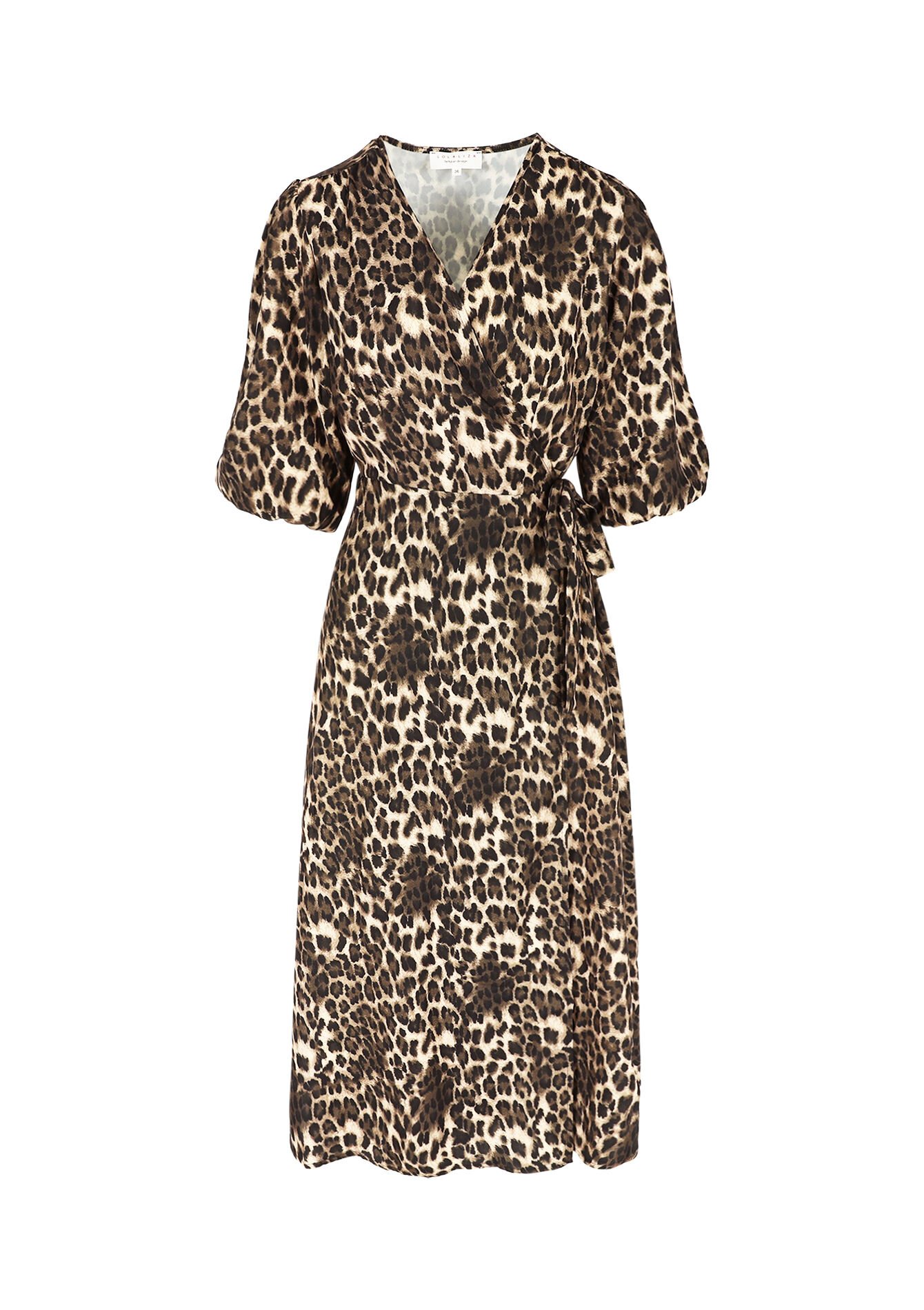 Robe cache-coeur à imprimé léopard, Robe cache-coeur à imprimé léopard - BEIGE BISCUIT - 08104017_4018