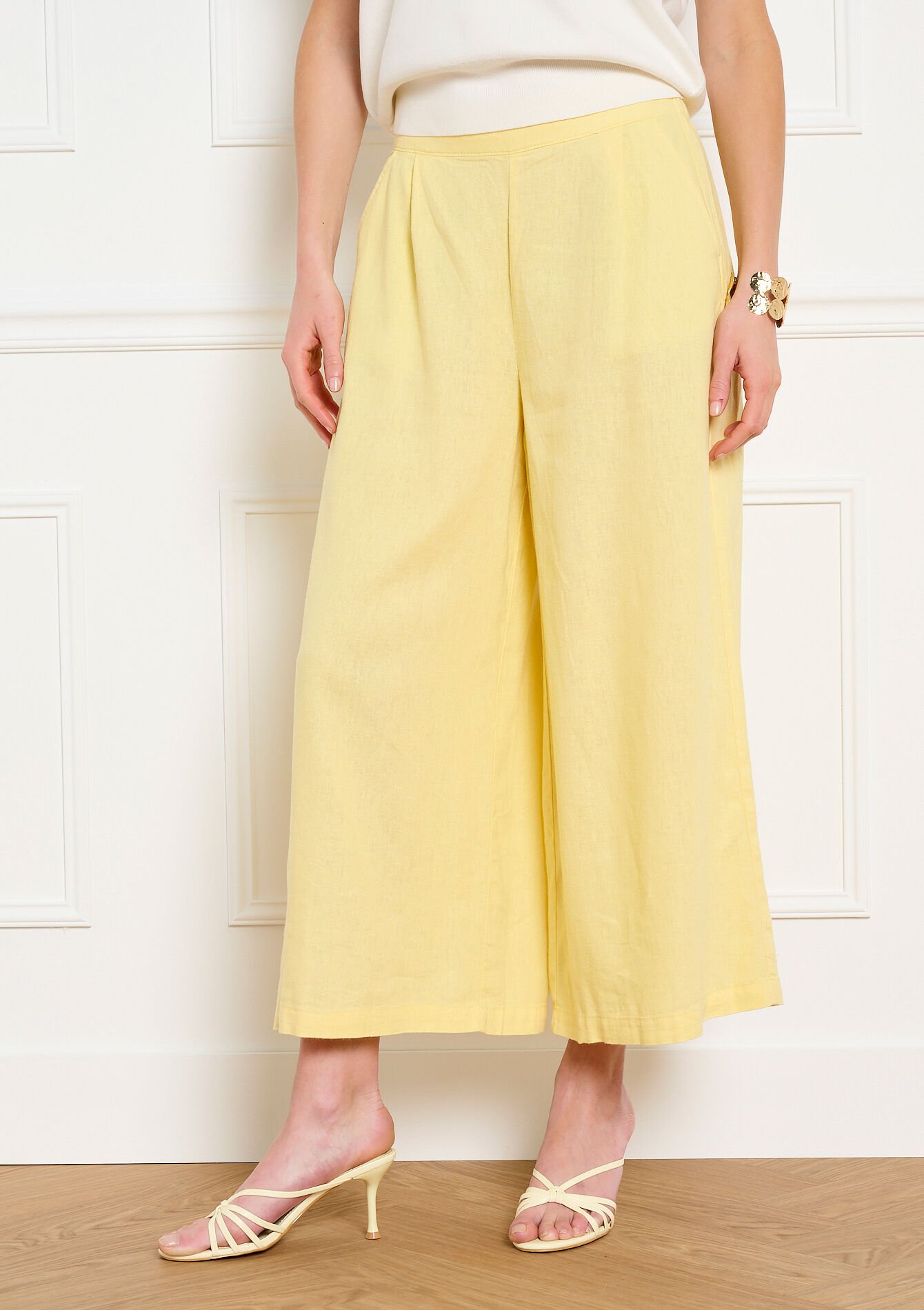 Cropped wijde broek - YELLOW PASTEL - 06601059_5004