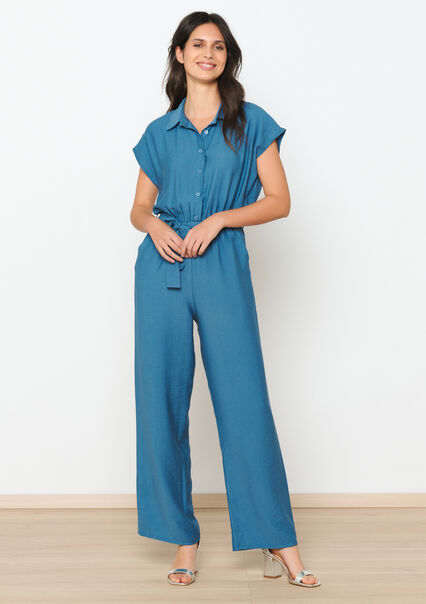 Short-sleeved jumpsuit - BLUE PASTEL - 06004507_3003