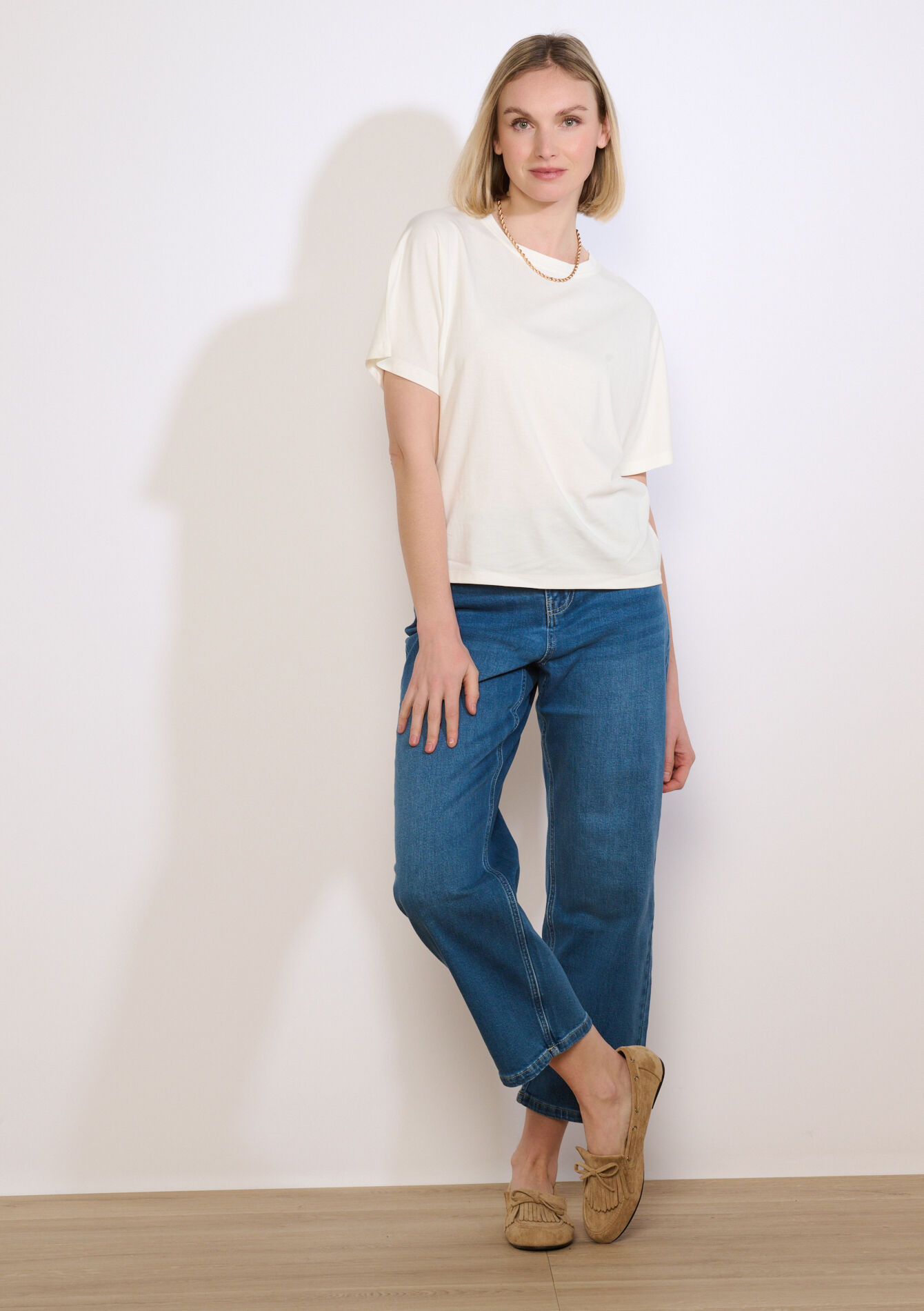 Losvallend T-shirt met korte mouw - OFFWHITE - 02301935_1001