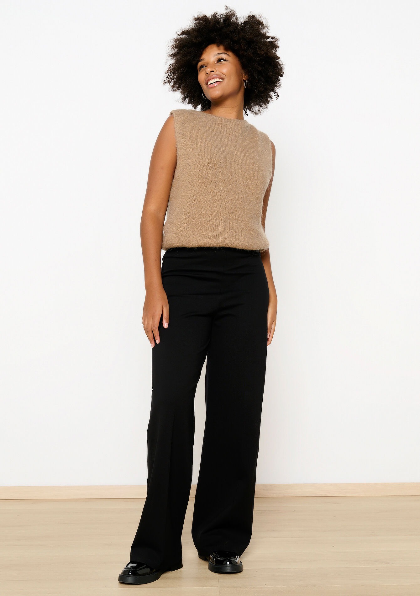 Pullover sans manches en mohair - CAMEL - 04006687_950