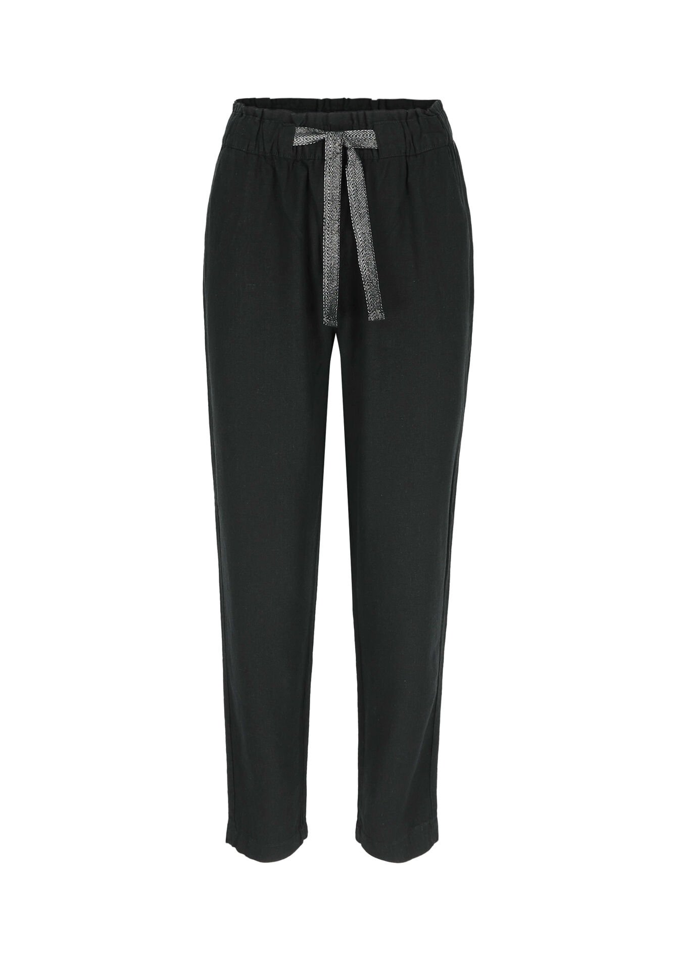 Linen jogger trousers, Linen jogger trousers - BLACK - 06600801_1119