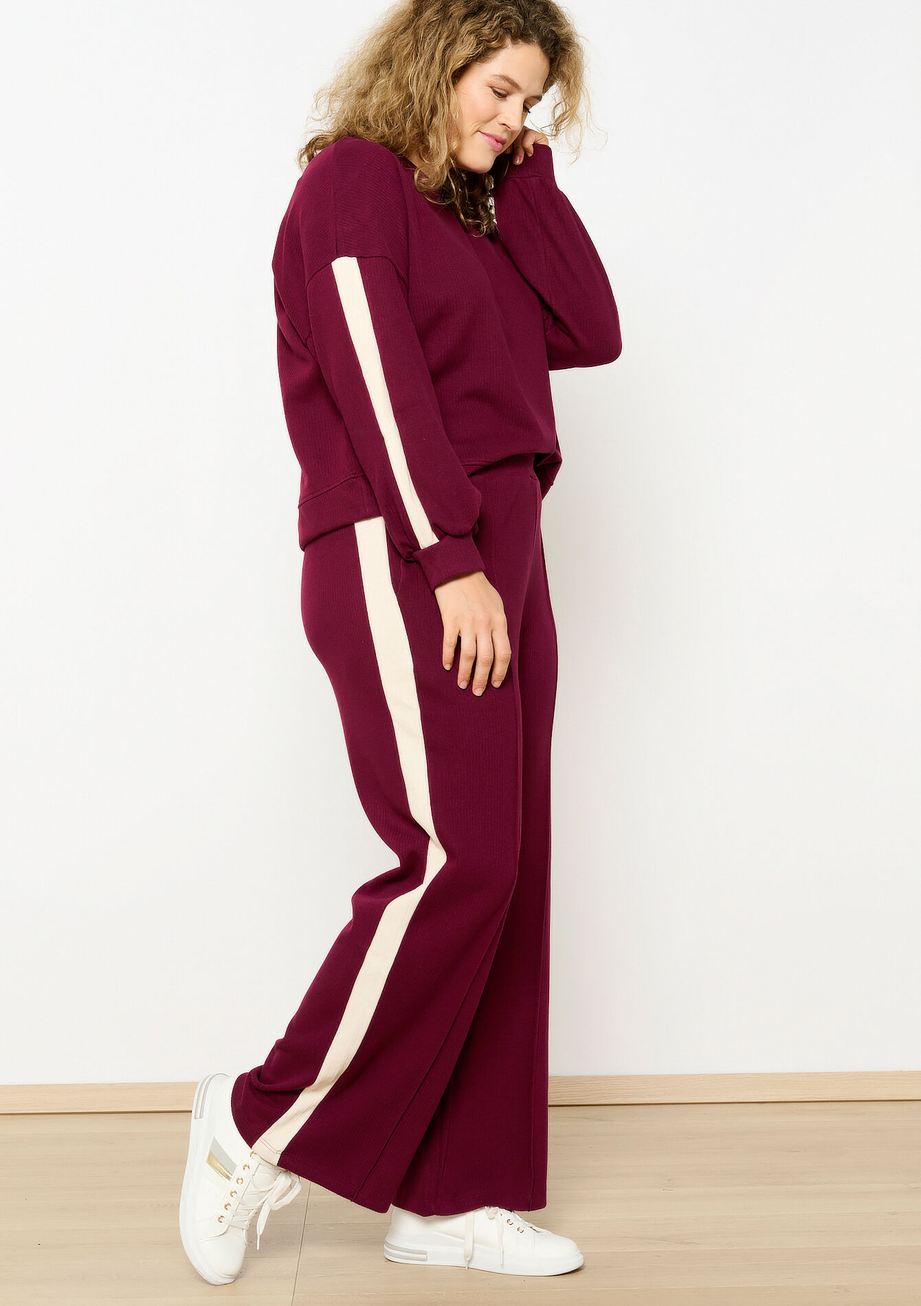 Geribbelde joggingbroek - BORDEAU RUST - 15100309_1285