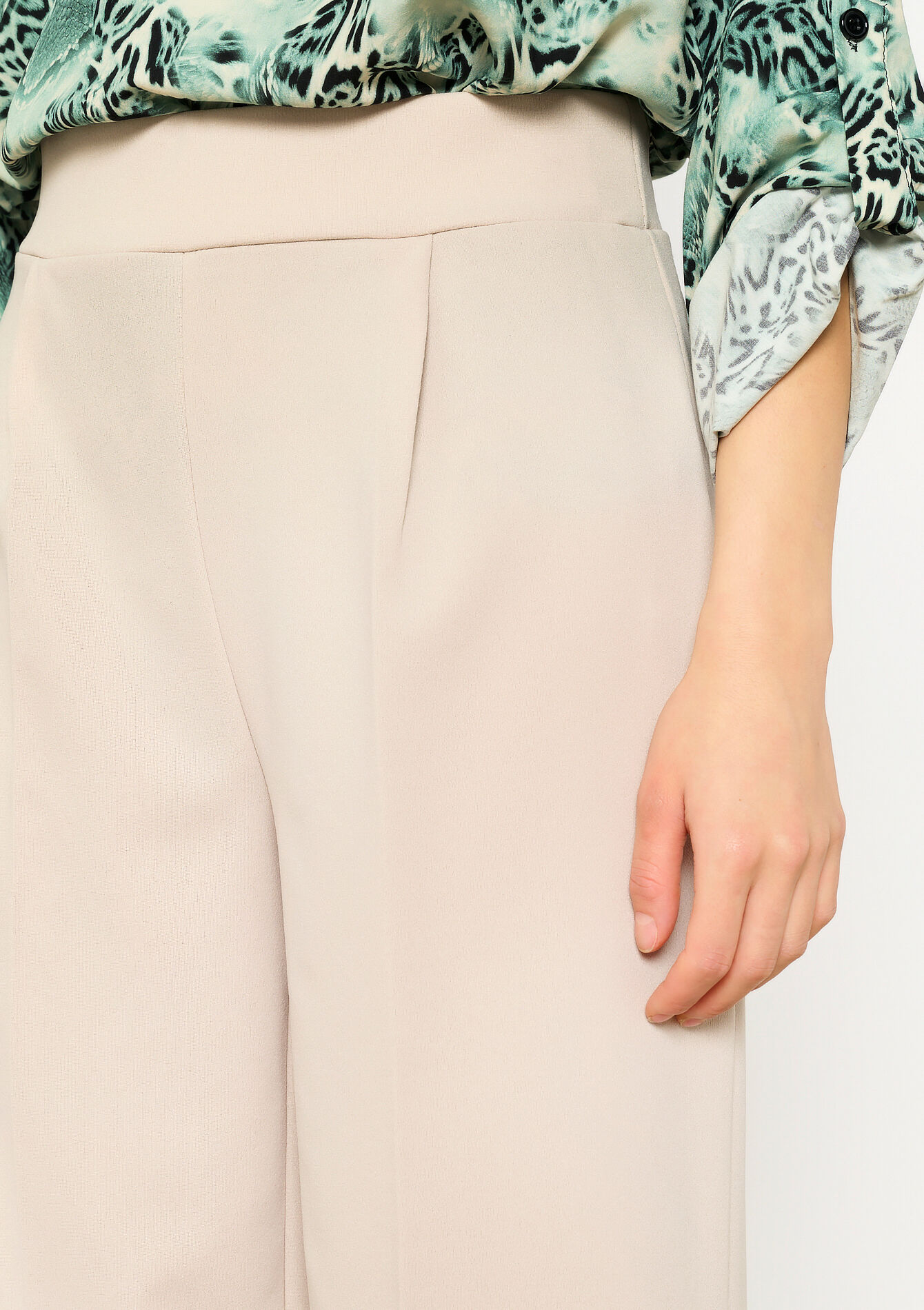 Losse broek met bandplooi, Losse broek met bandplooi - LT BEIGE - 06600945_2527