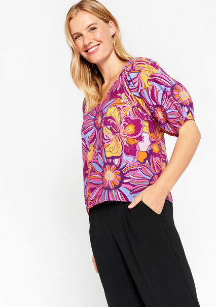 Blouse with floral print - VIOLINE - 05702262_2576