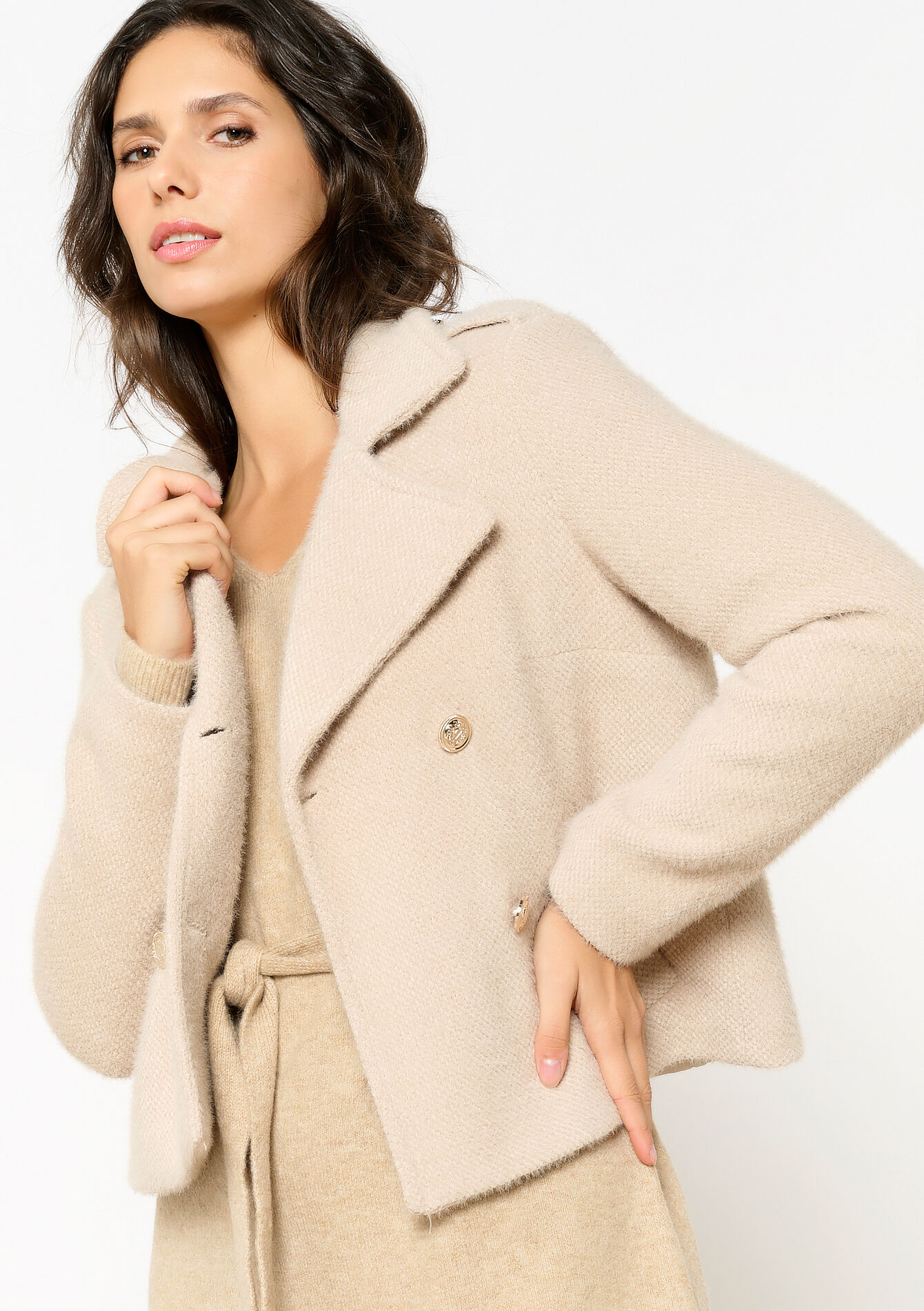 Short soft jacket, Short soft jacket - LT BEIGE - 09100971_2527