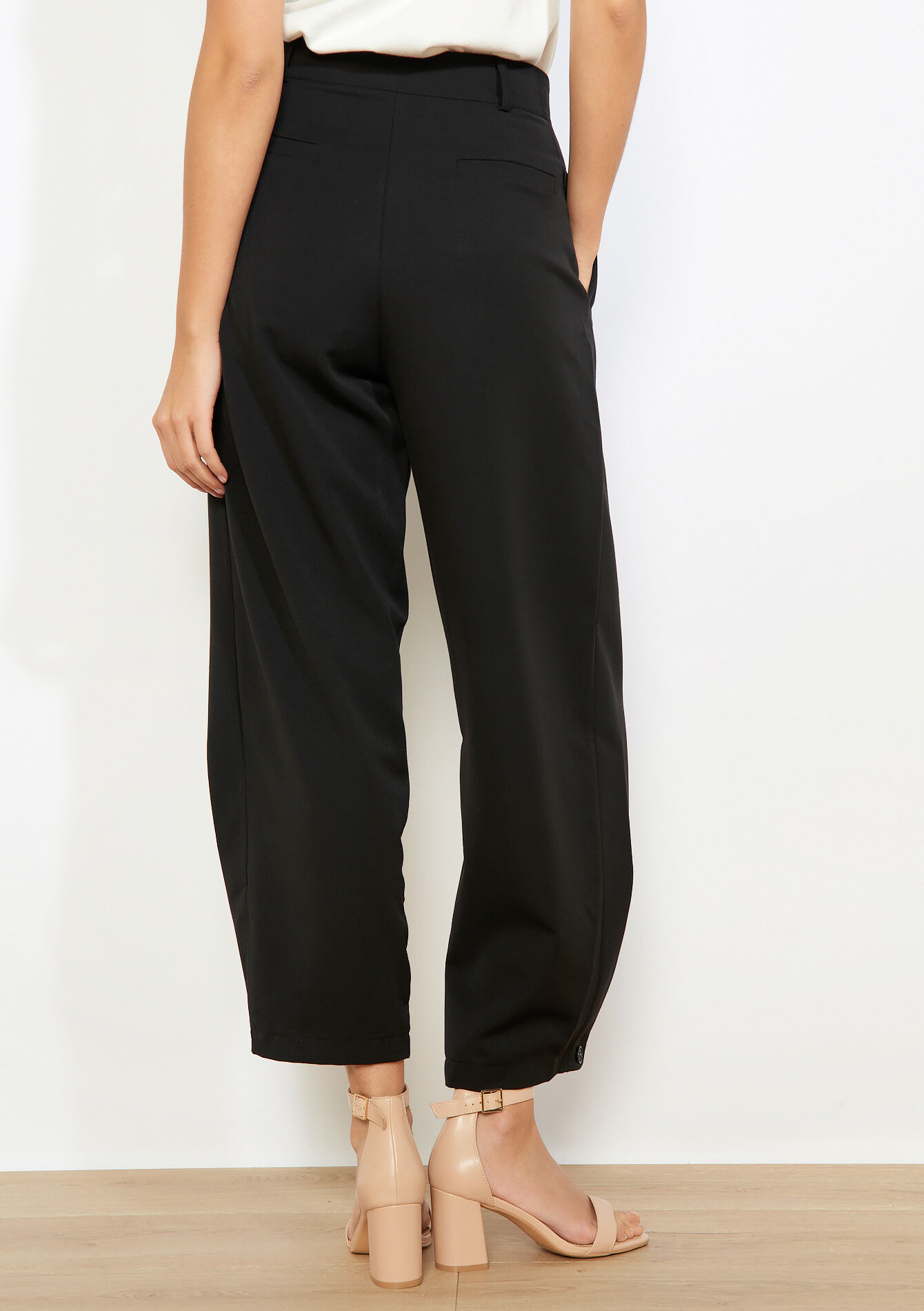 Pantalon met plooien en valling - BLACK - 06100791_1119