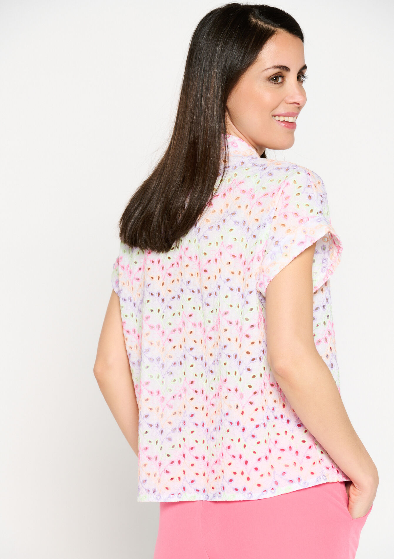 Blouse avec broderie anglaise - MULTICOLOR - 05702185_1000