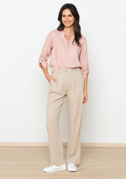 Tailored linen trousers - LIGHT TAUPE - 06100574_2572
