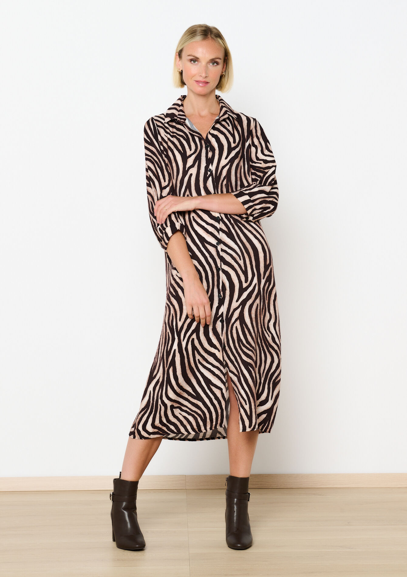 Hem dress with zebra print, Hem dress with zebra print - BLACK - 08103884