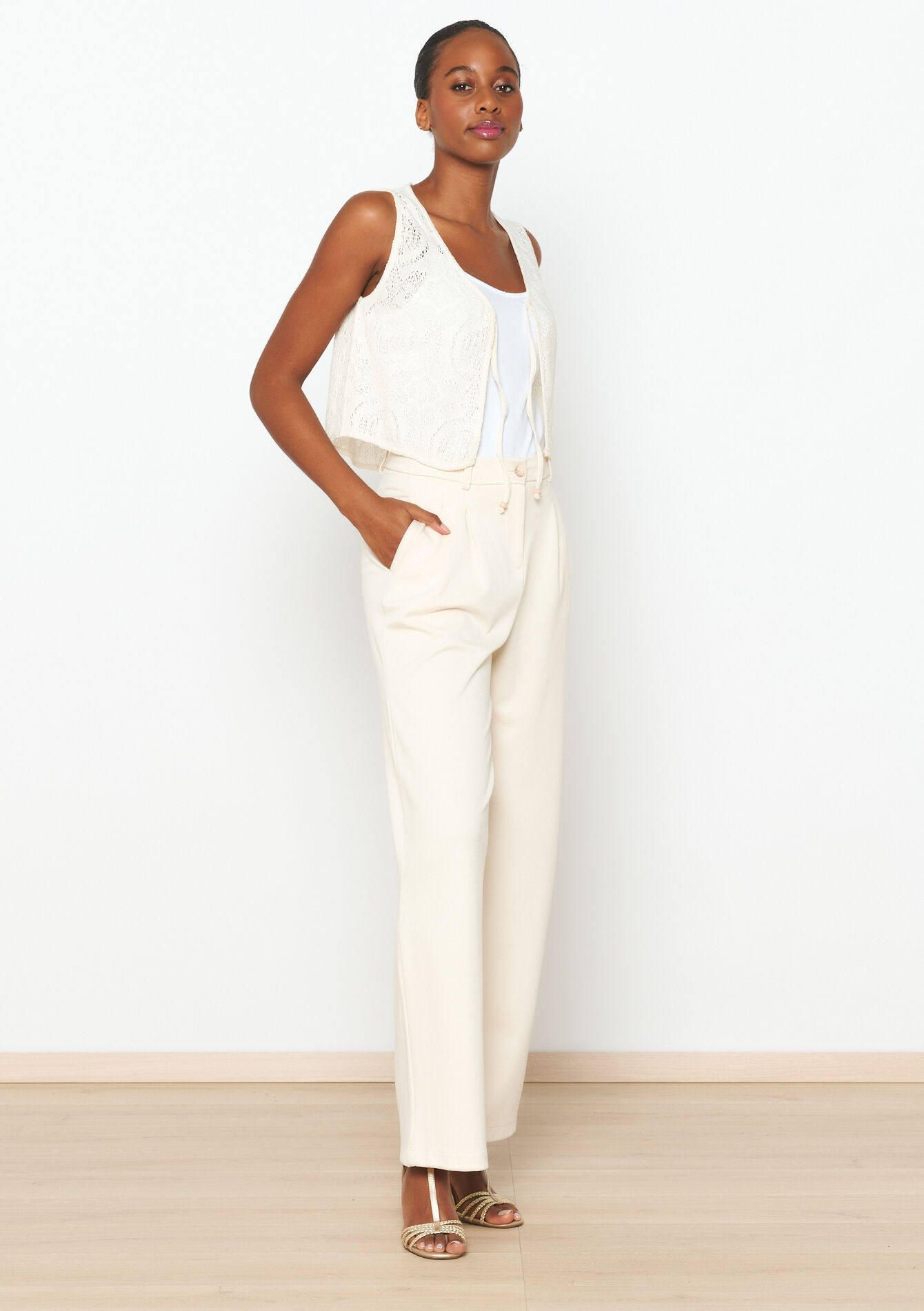 Gilet en crochet, Gilet en crochet - VANILLA WHITE - 02100271_1013