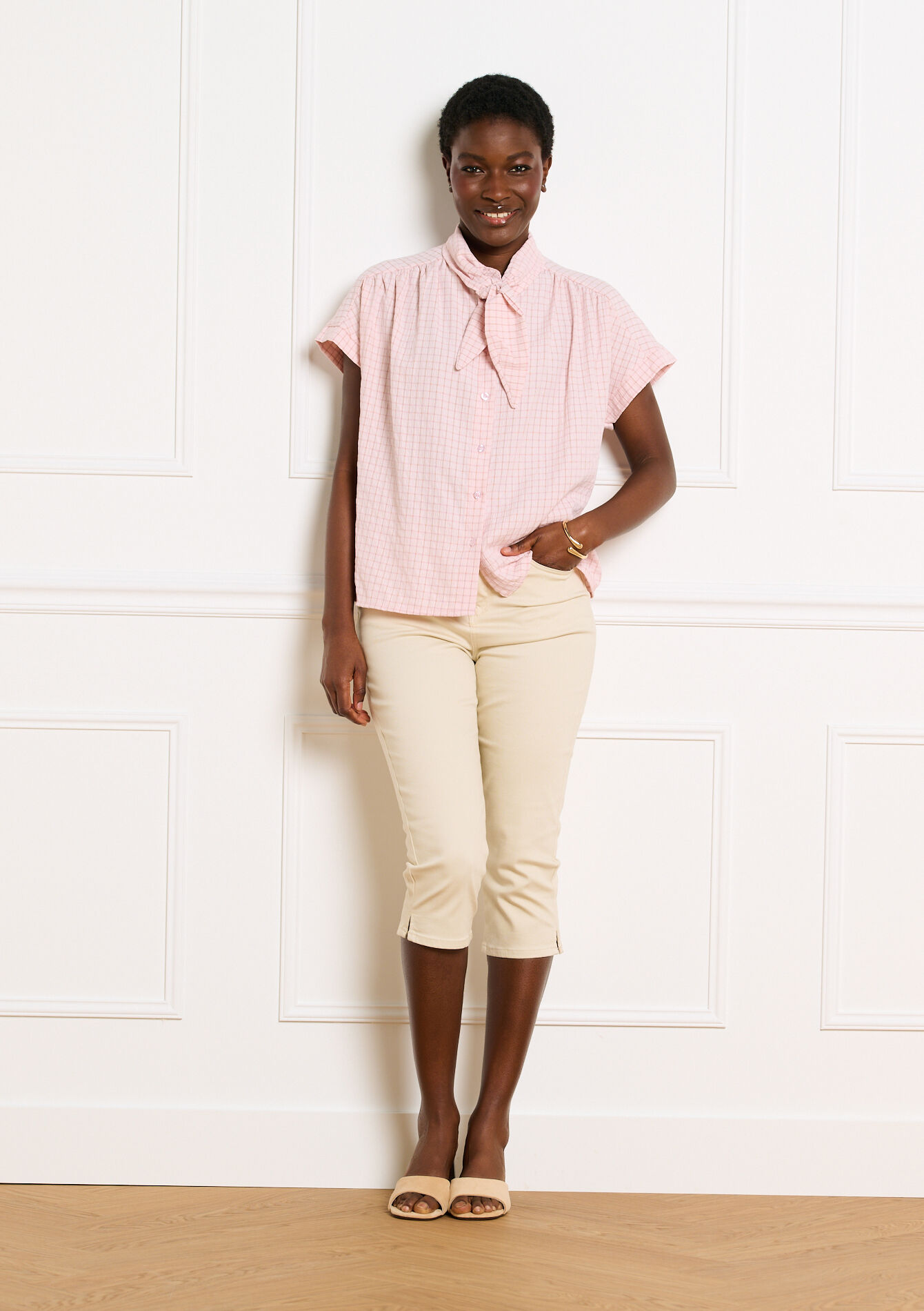 Capri broek met slanke pasvorm, , back