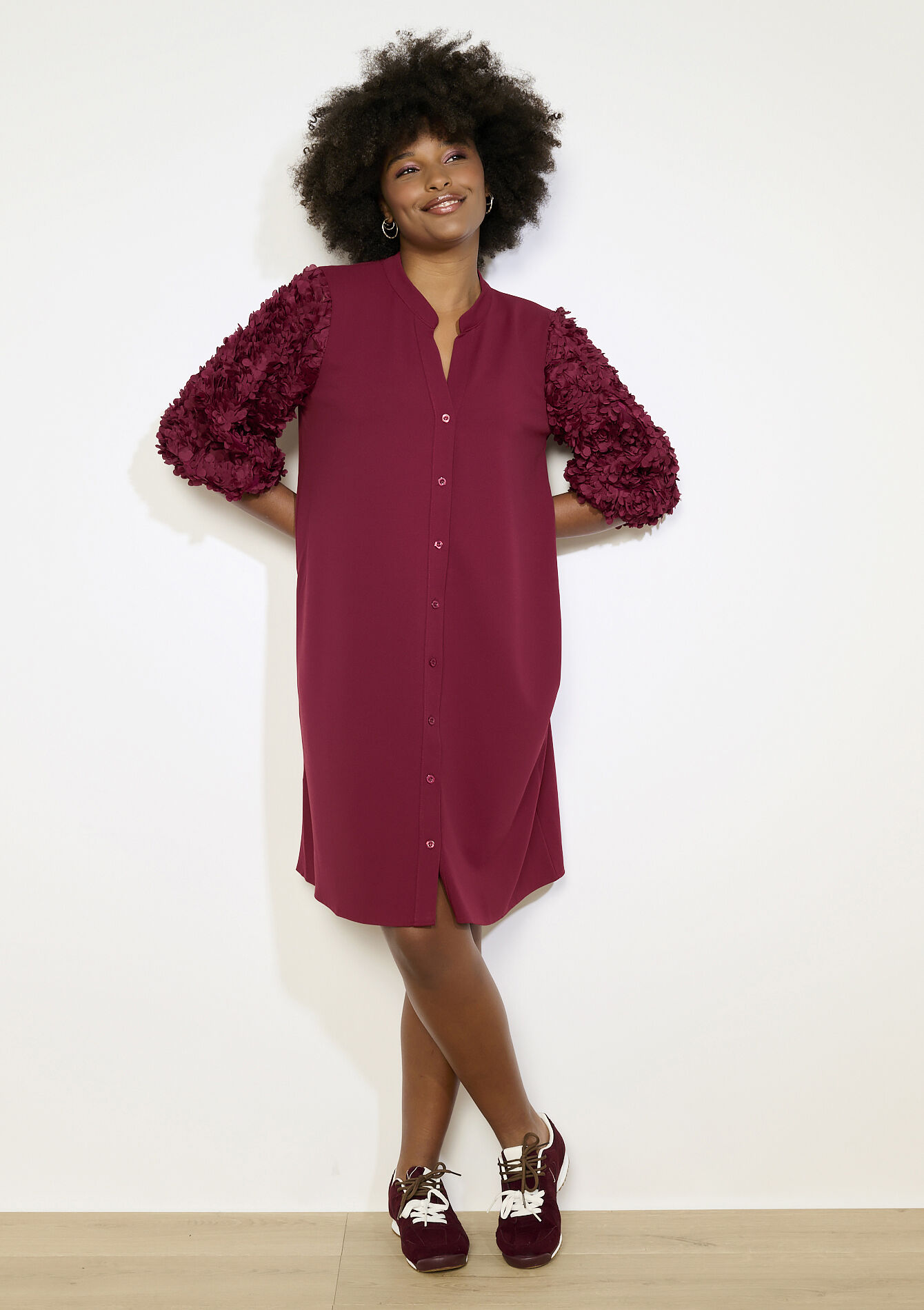 Robe manches texturées, Robe manches texturées - BORDEAUX WINE - 08104312_5514