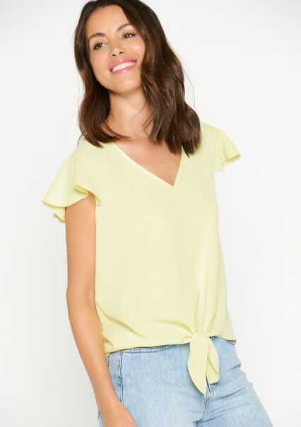 Blouse with button - YELLOW PASTEL - 05702189_5004