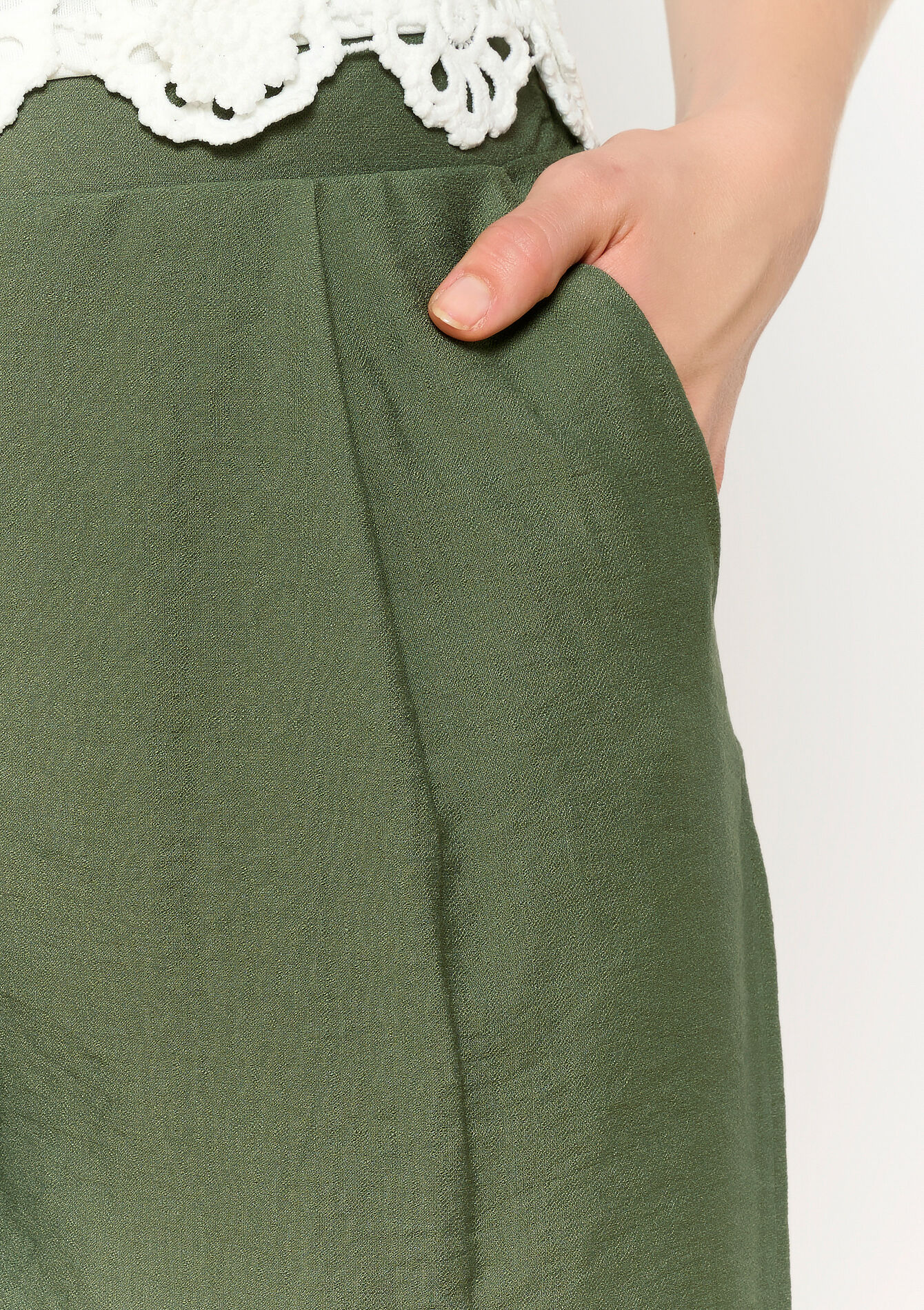 Short met linnen look, Short met linnen look - KHAKI MED - 06100630_4327