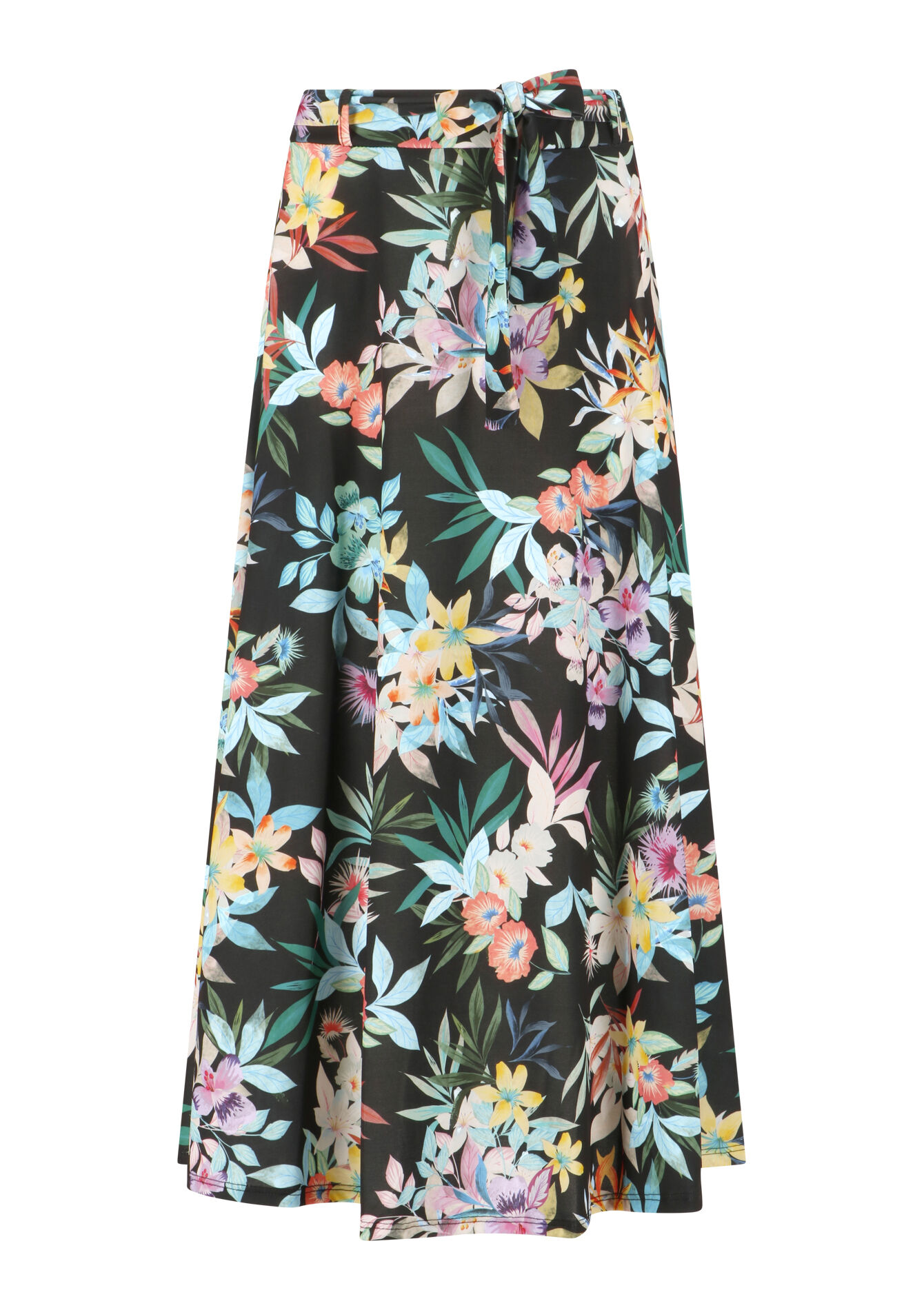 Skirt with tropical print - BLACK - 07101104_1119